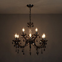 Annelise Chandelier Smoked effect 9 Lamp Ceiling light