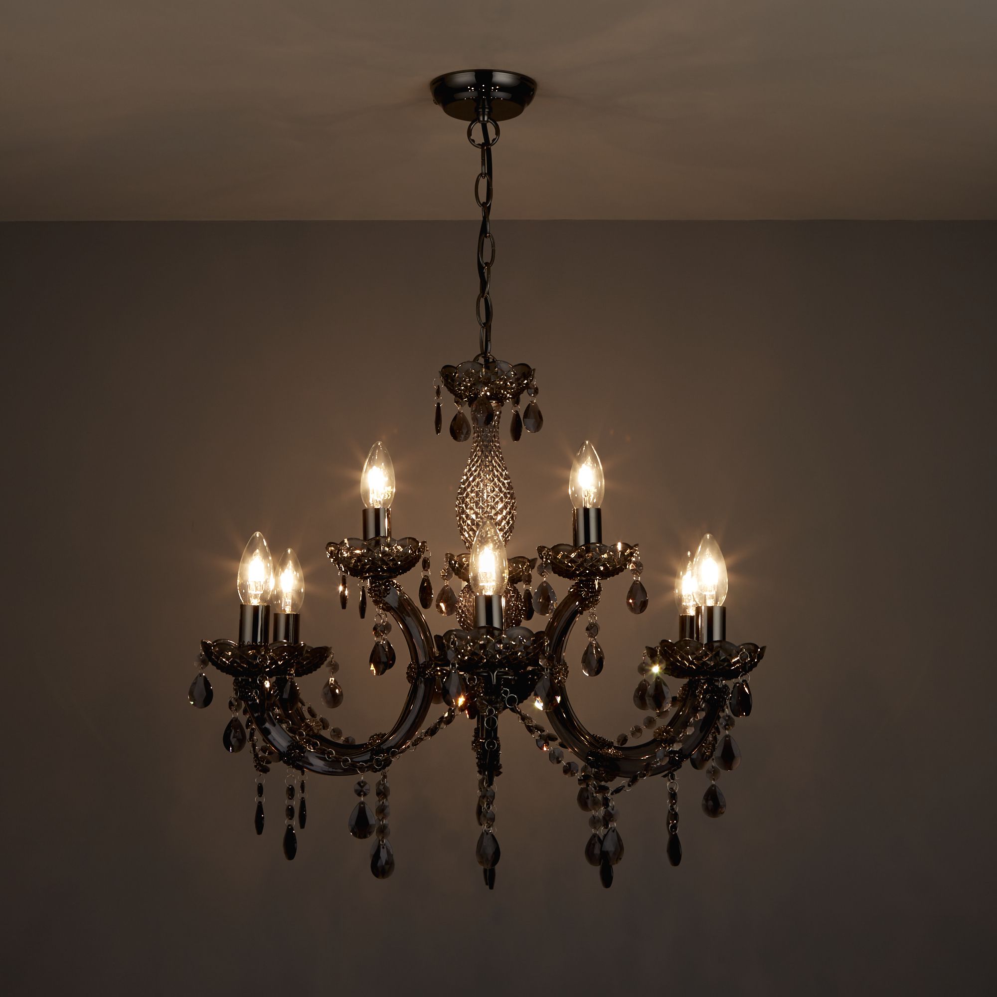 Annelise Chandelier Smoked effect 9 Lamp Ceiling light | DIY at B&Q