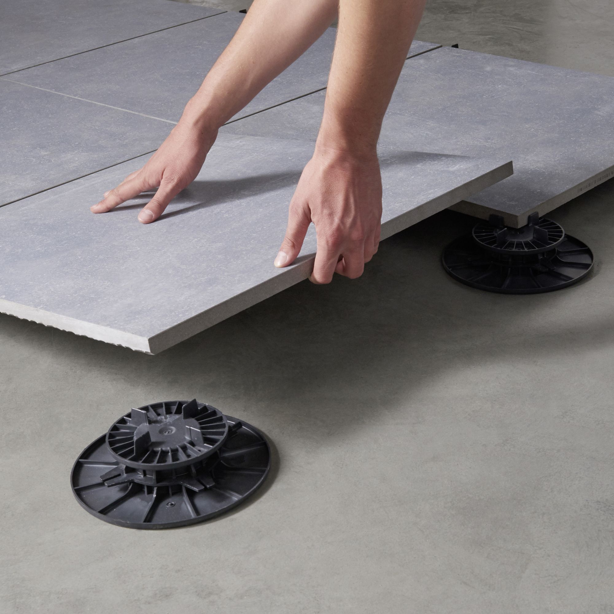 Anthracite Matt Stone effect Porcelain Outdoor Floor Tile, Pack of 2, (L)600mm (W)600mm