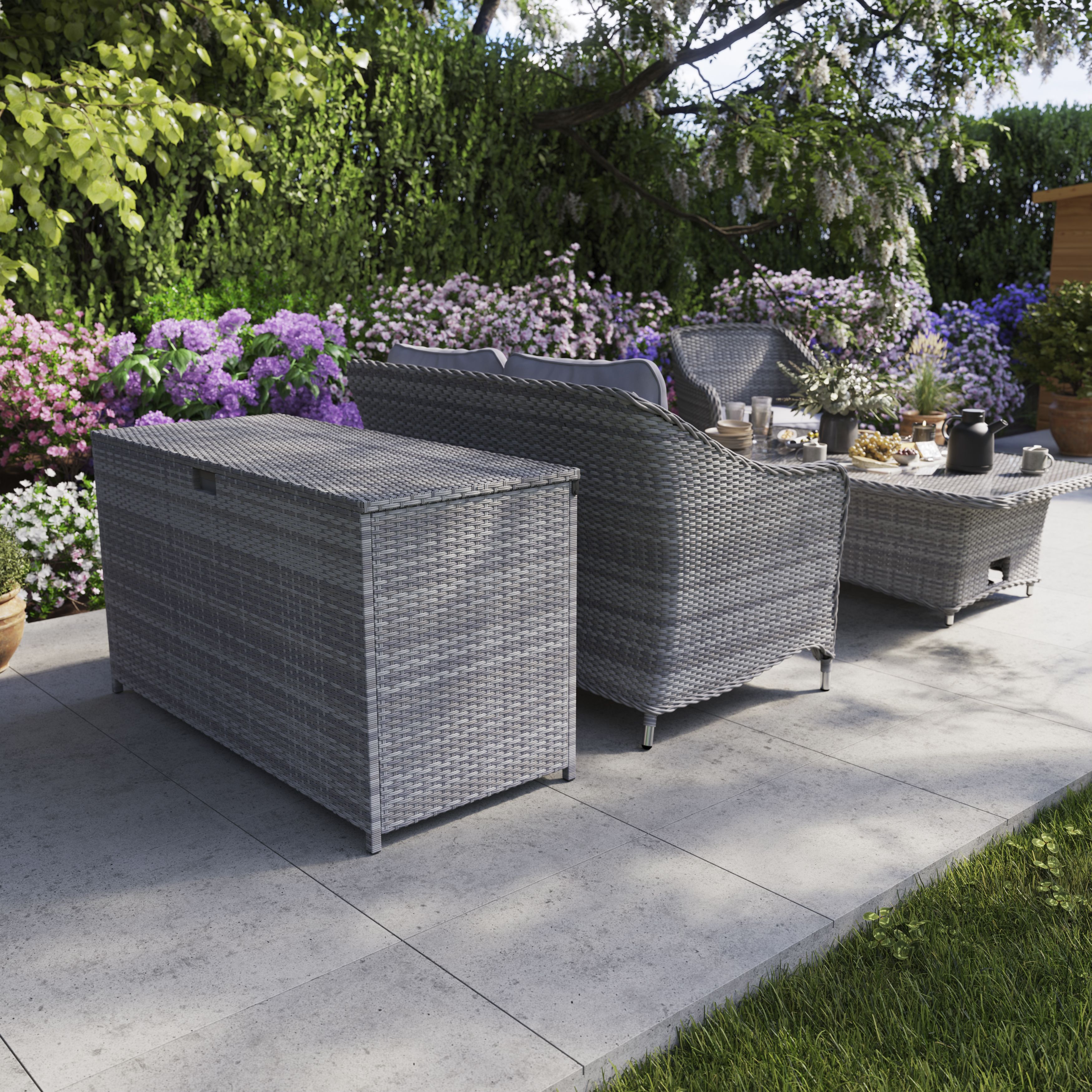Anthracite Matt Stone effect Porcelain Outdoor Floor Tile, Pack of 2, (L)600mm (W)600mm