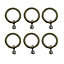 Antique brass effect Curtain ring (Dia)19mm, Pack of 6