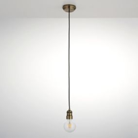 Antique brass effect E27 Cable light set (L)1500mm