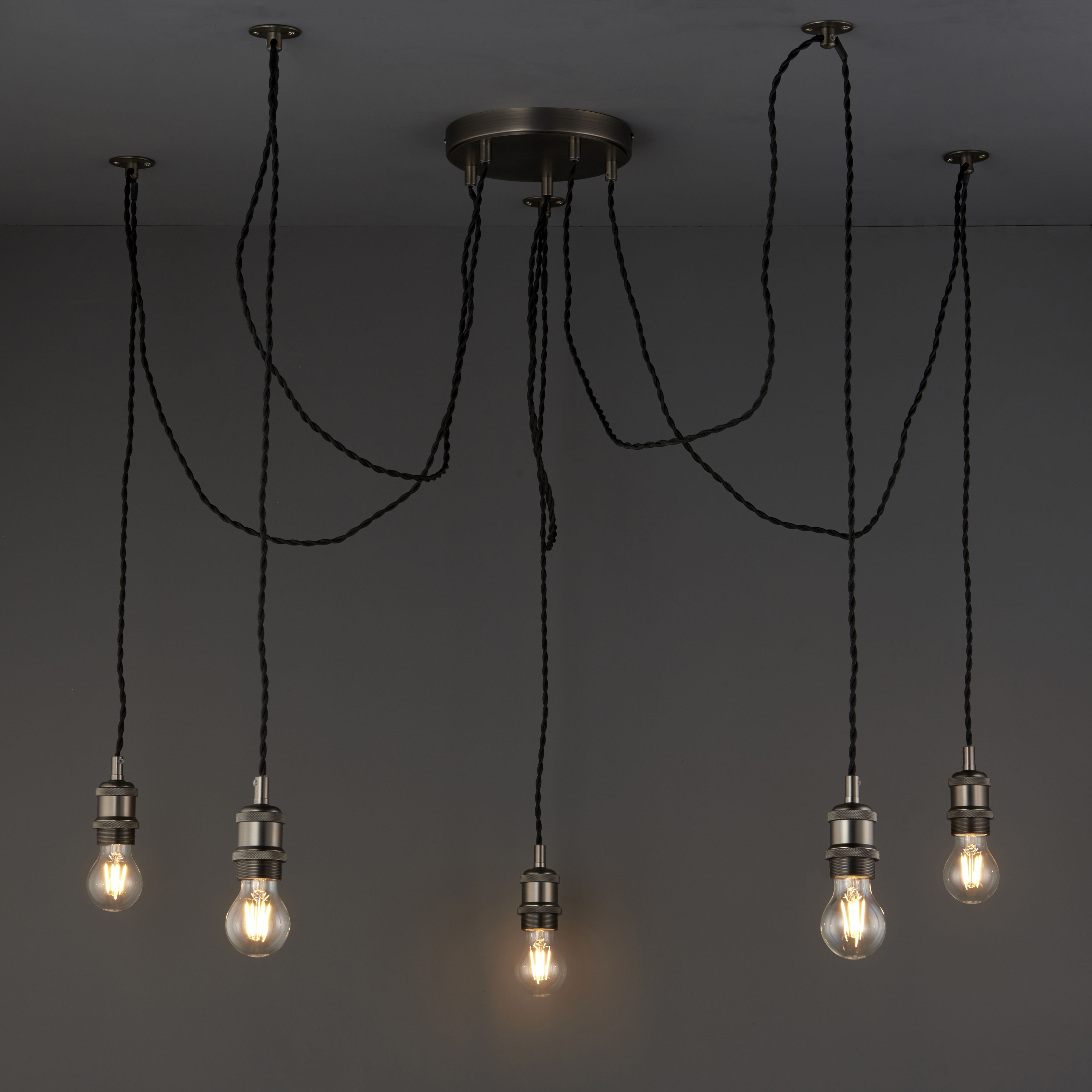 Antique brass effect E27 Pendant set