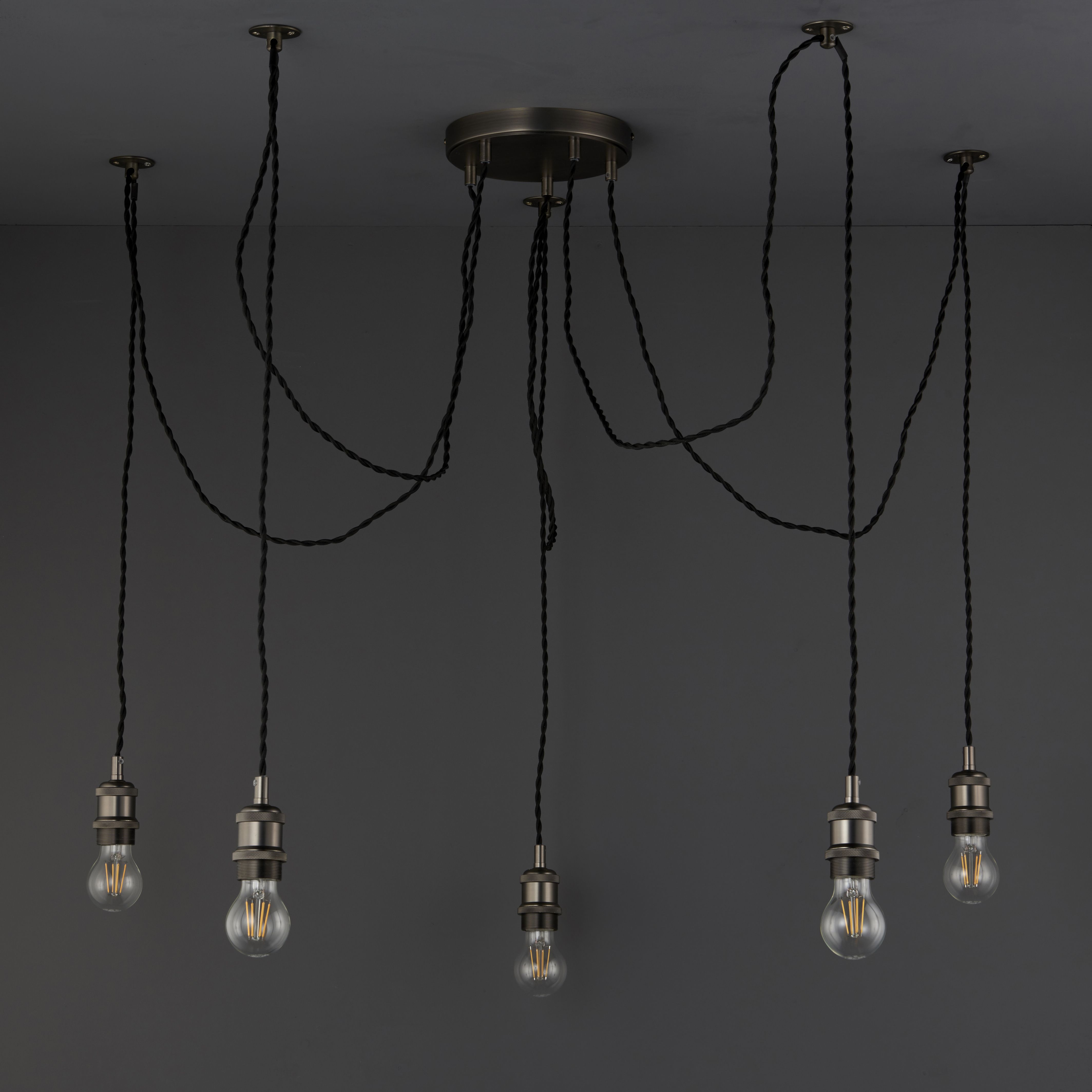 Antique brass effect E27 Pendant set