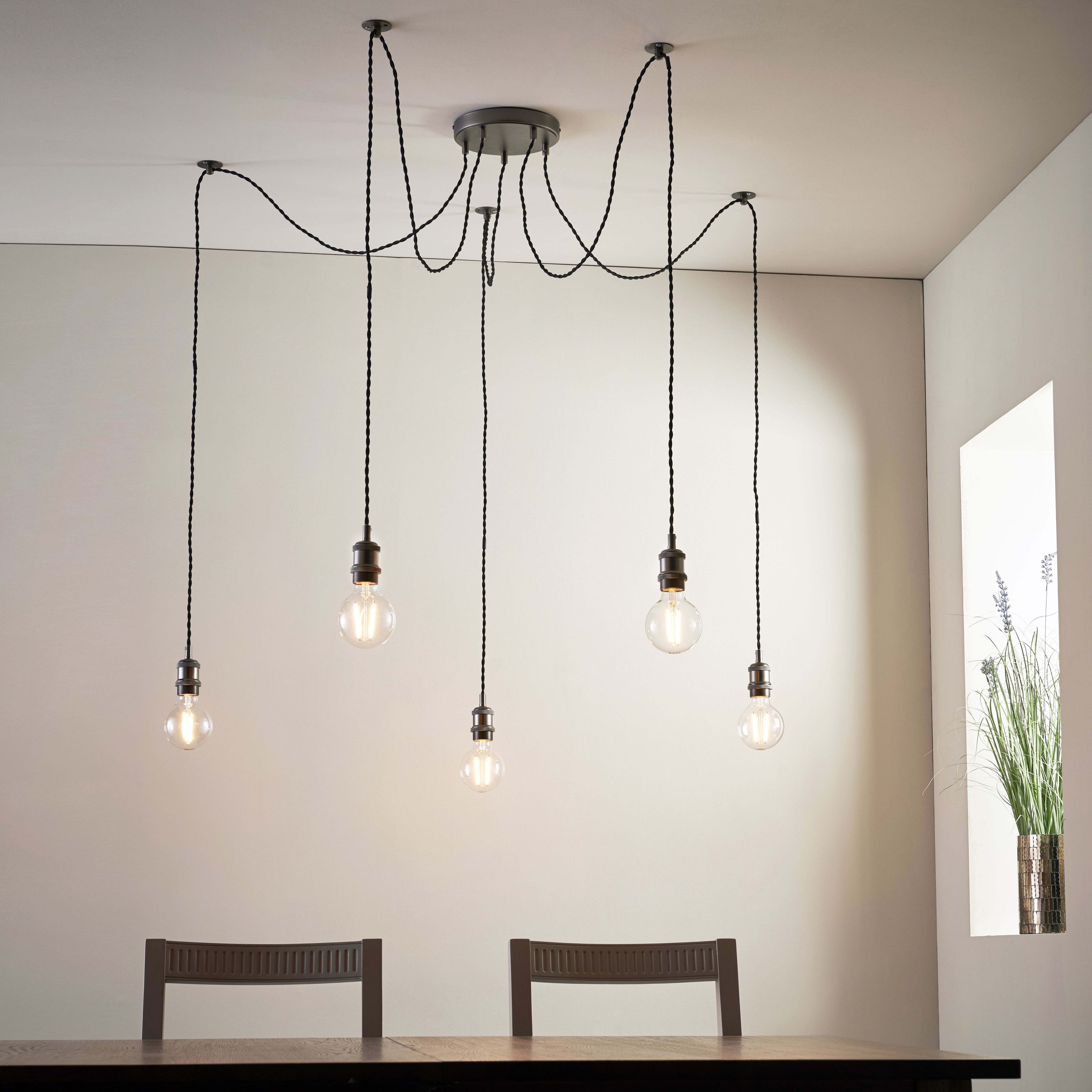 Antique brass effect E27 Pendant set