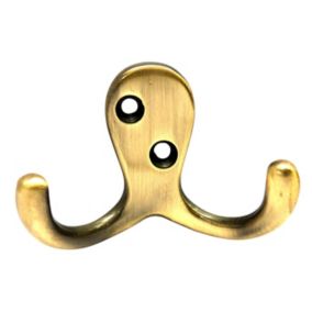 Antique brass effect Zinc alloy 71.5mm Double Hook (Holds)10kg
