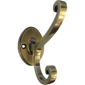 Antique brass effect Zinc alloy Double Scroll Hook