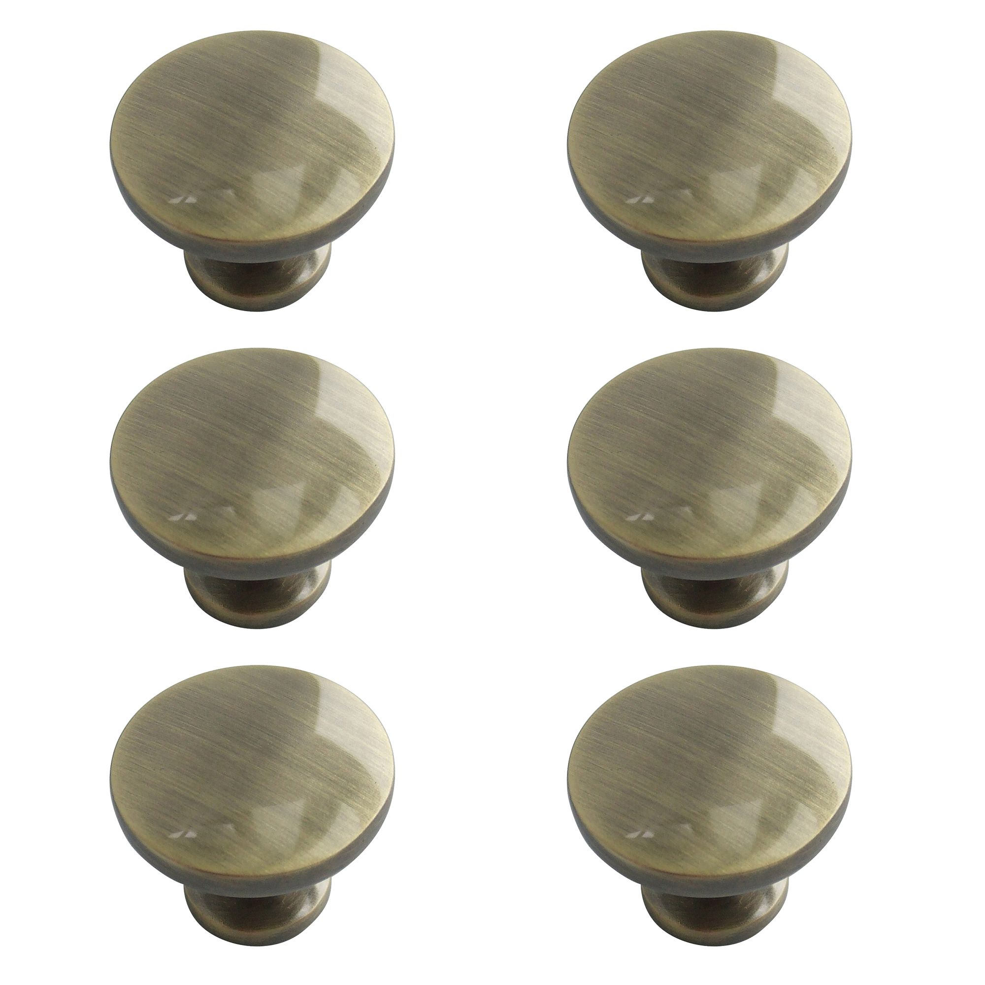 Brass Effect Zinc Alloy Round Furniture Knob Dia 38mm Pack Of 6 Diy At B Q