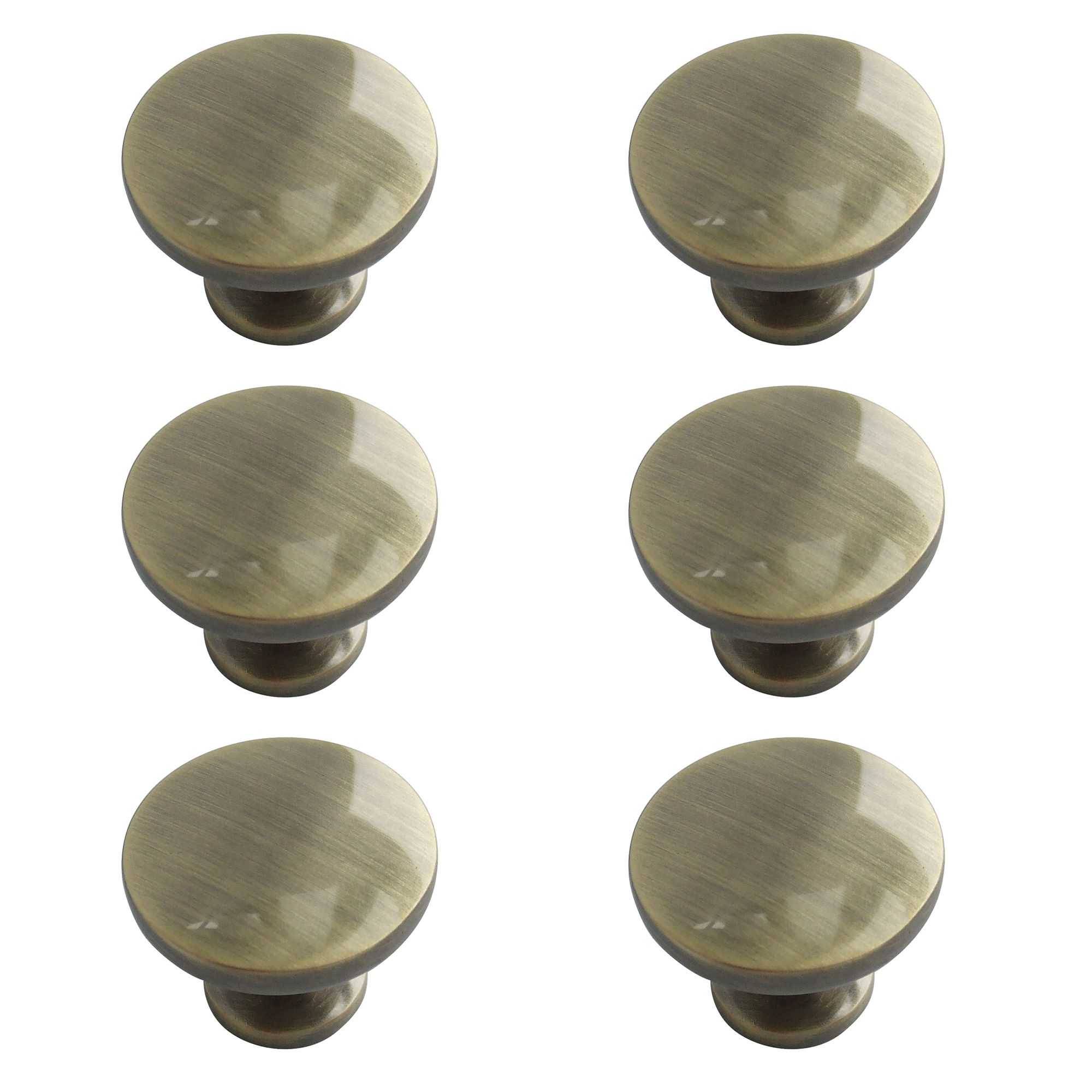 Antique Brass Effect Zinc Alloy Round Furniture Knob Dia 30mm Pack Of 6 Diy At B Q