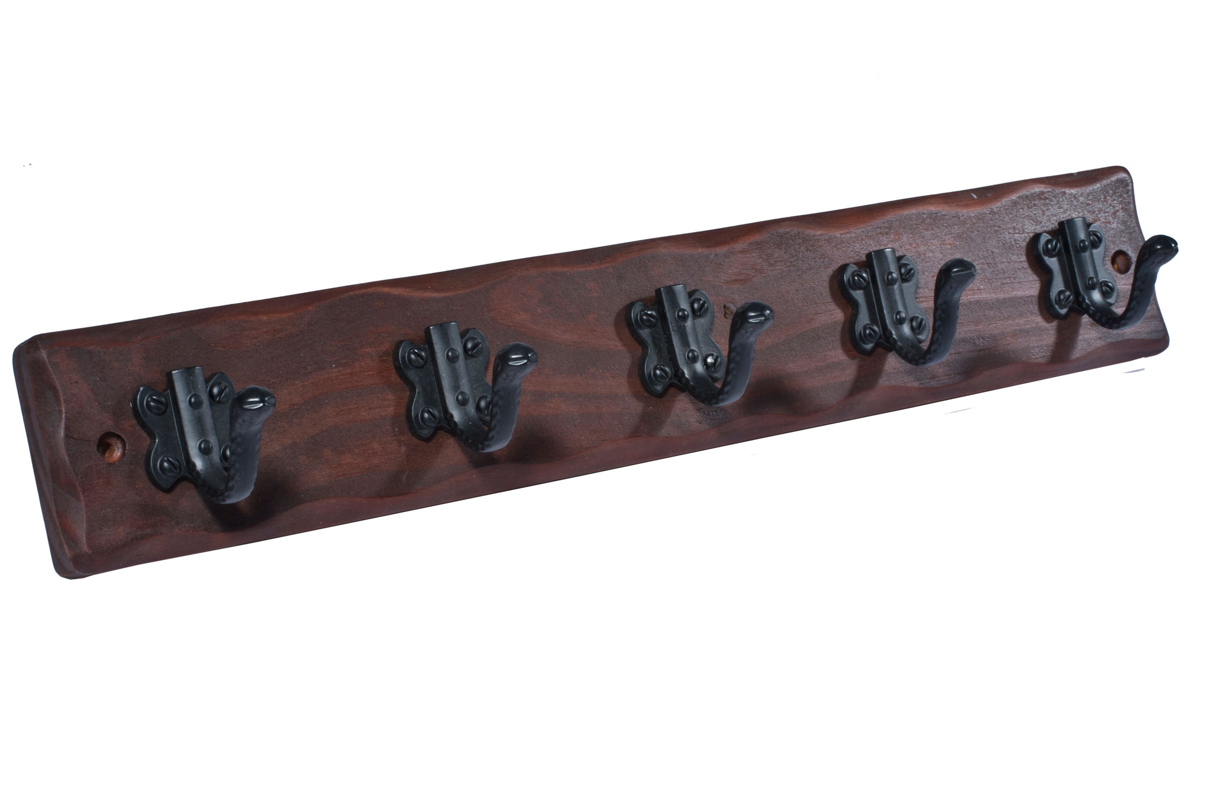 Antique effect Pine Tudor 5 Hook rail, (L)499mm