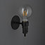Anton industrial Matt black Plug-in Wall light