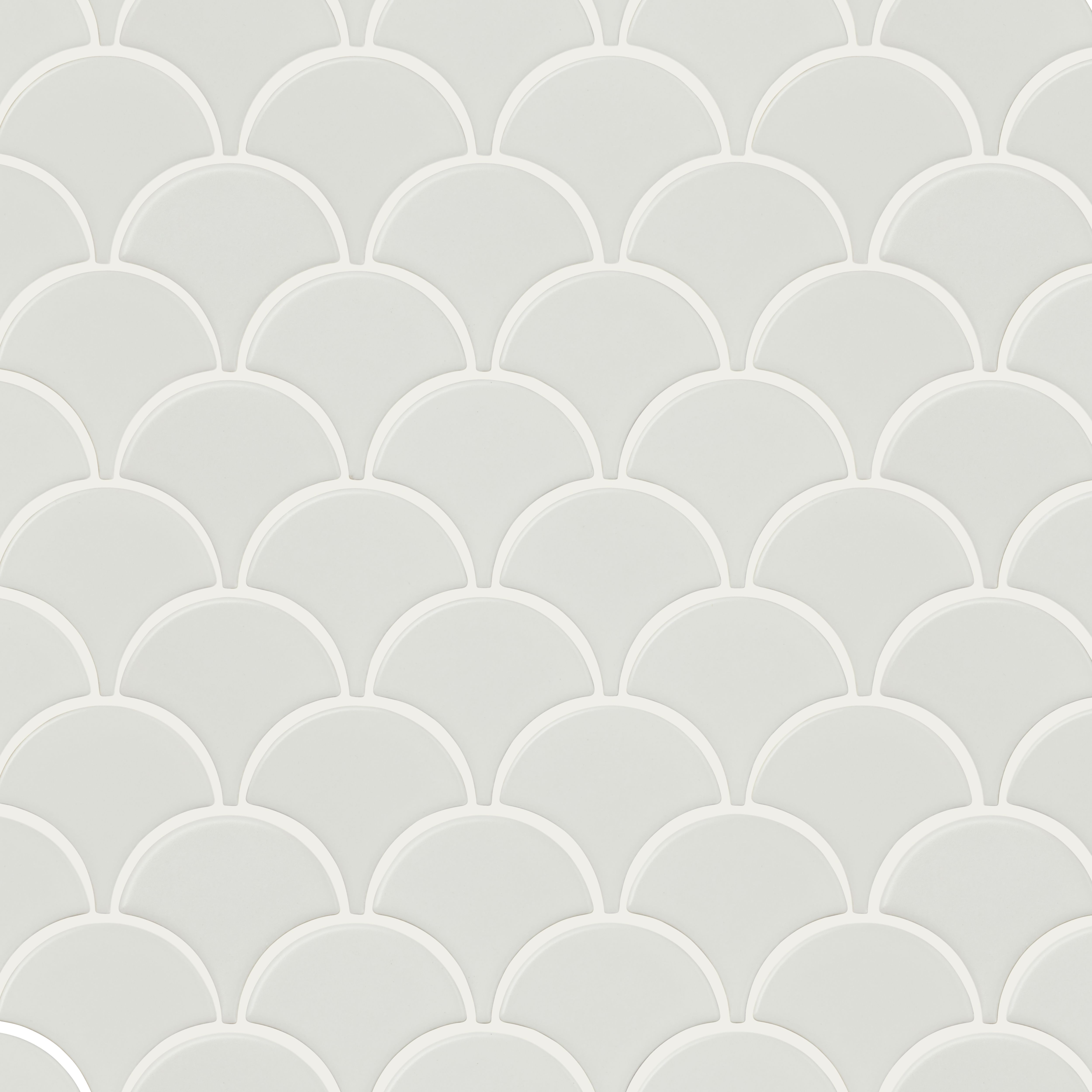 Antova White Ceramic Mosaic tile sheet, (L)252mm (W)216mm