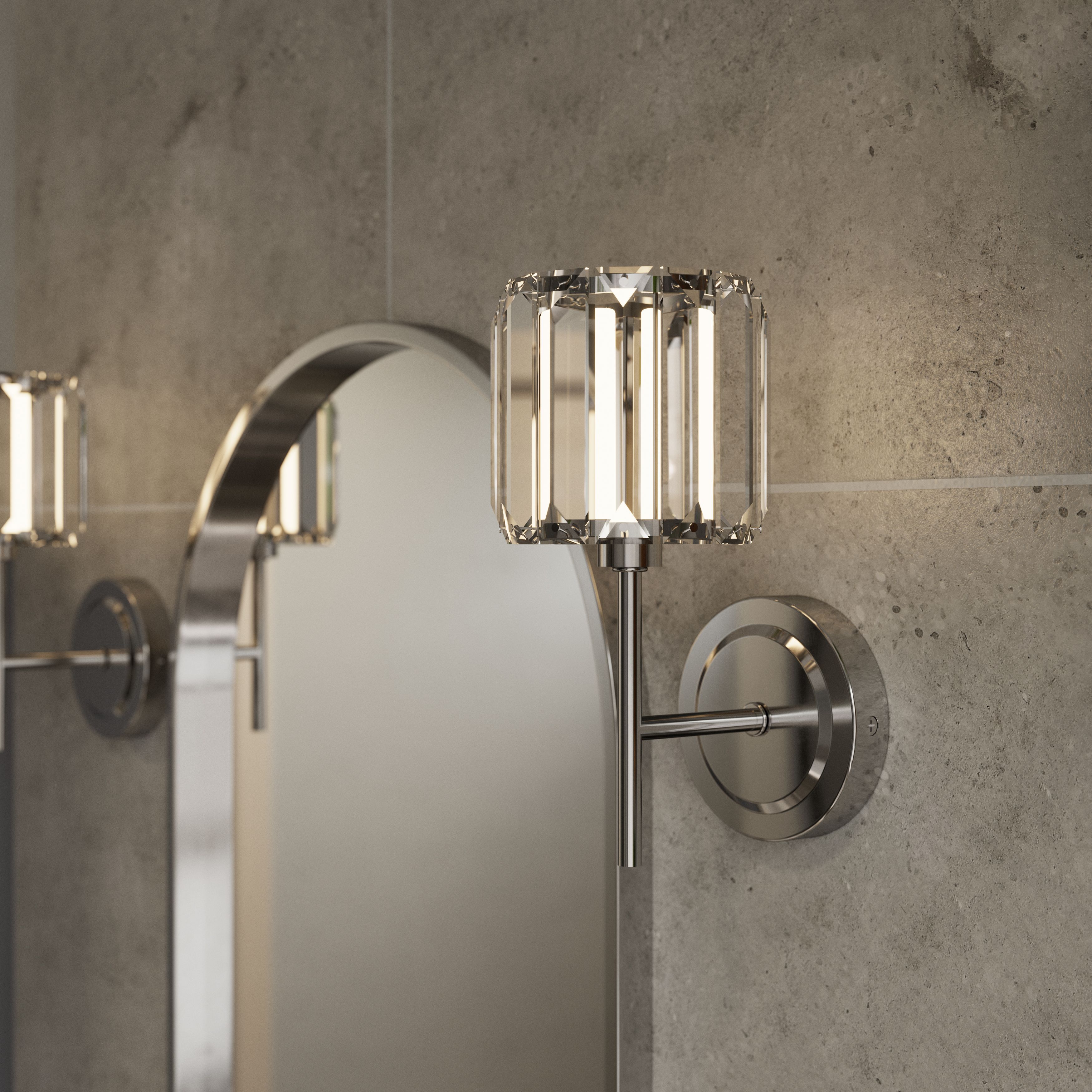 Antpitta Chrome effect Wired LED Bathroom wall light