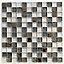 Antwerp White Gloss Checkerboard Glass Mosaic tile, (L)300mm (W)300mm