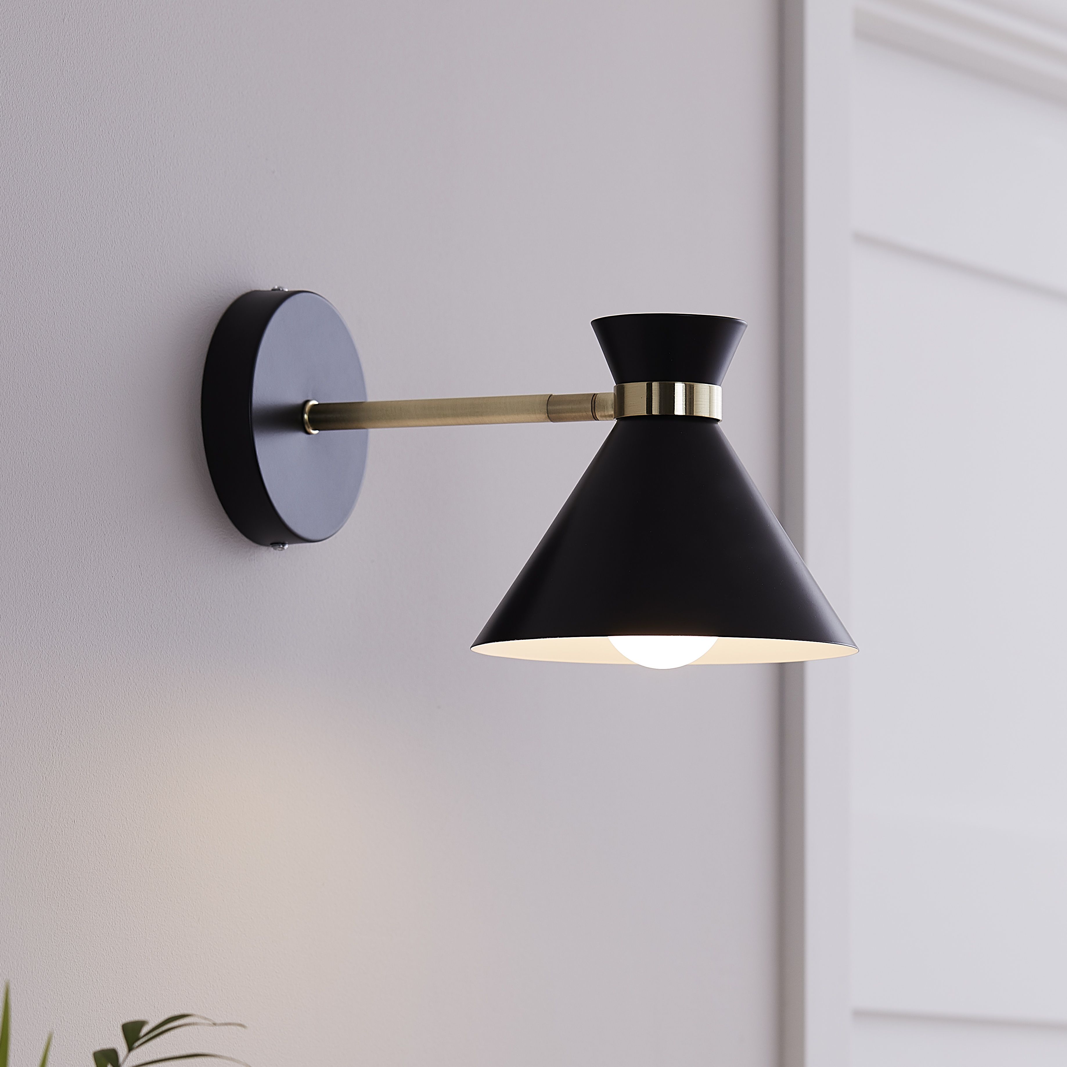 Apennin Contemporary Matt Black Wired Wall light