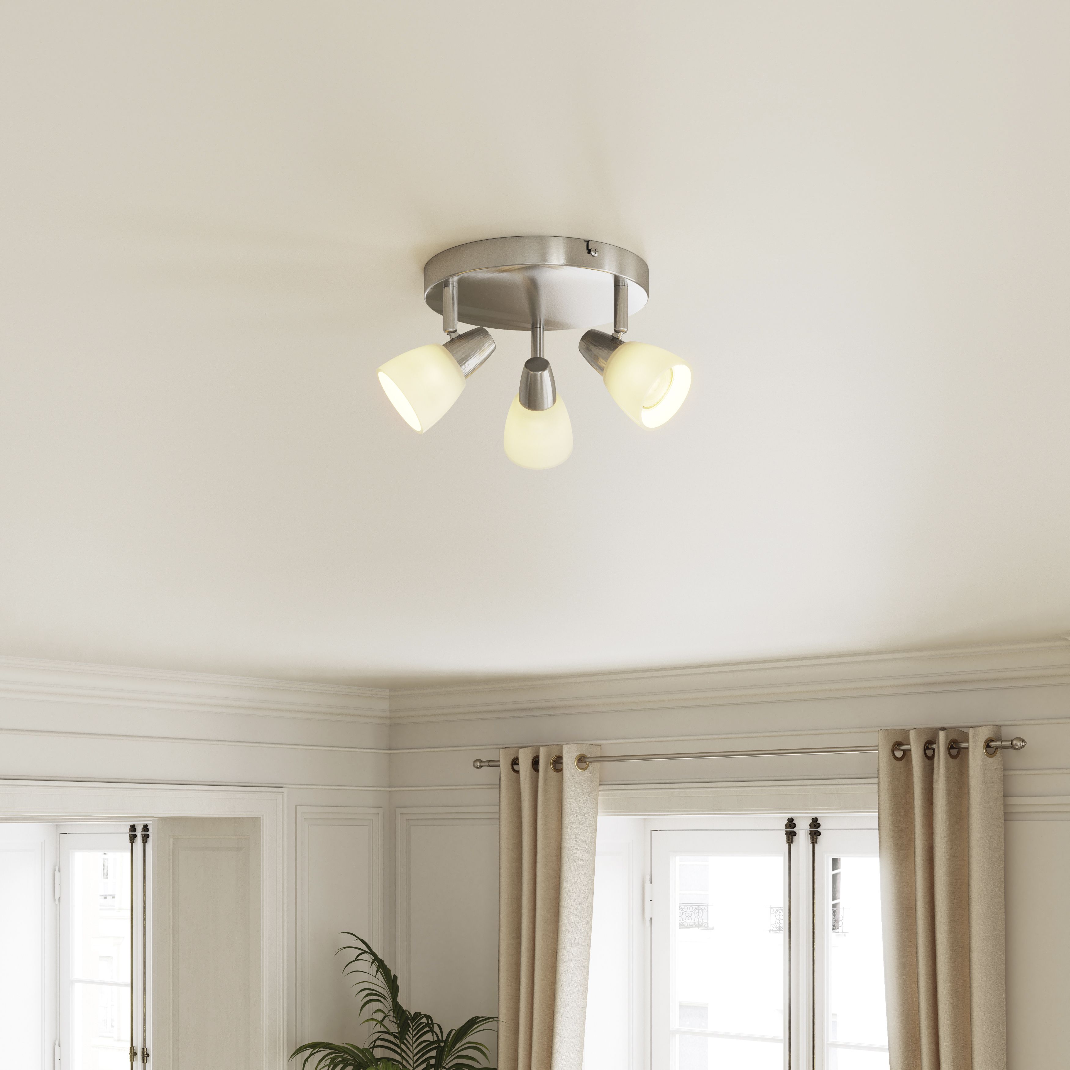 Aphaea Plate Satin nickel effect 3 Light Spotlight