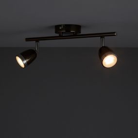 Apheliotes Black Chrome effect Mains-powered 2 lamp Spotlight