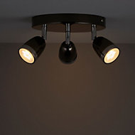 Apheliotes Black Chrome effect Mains-powered 3 lamp Spotlight