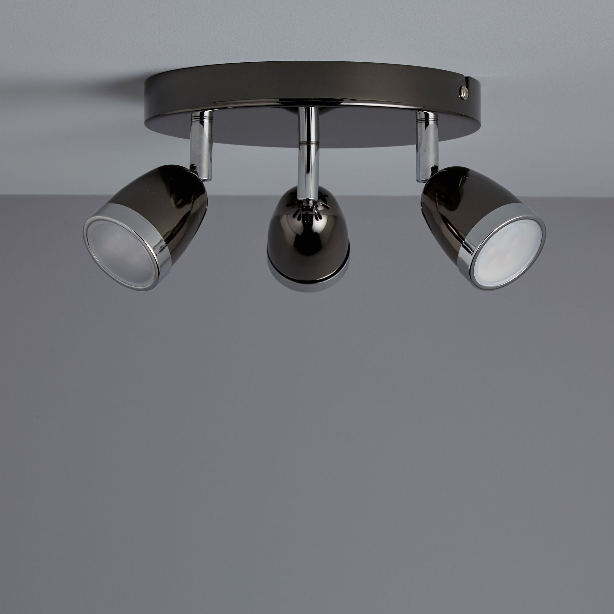 Apheliotes Gloss Black Chrome effect 3 Light Spotlight