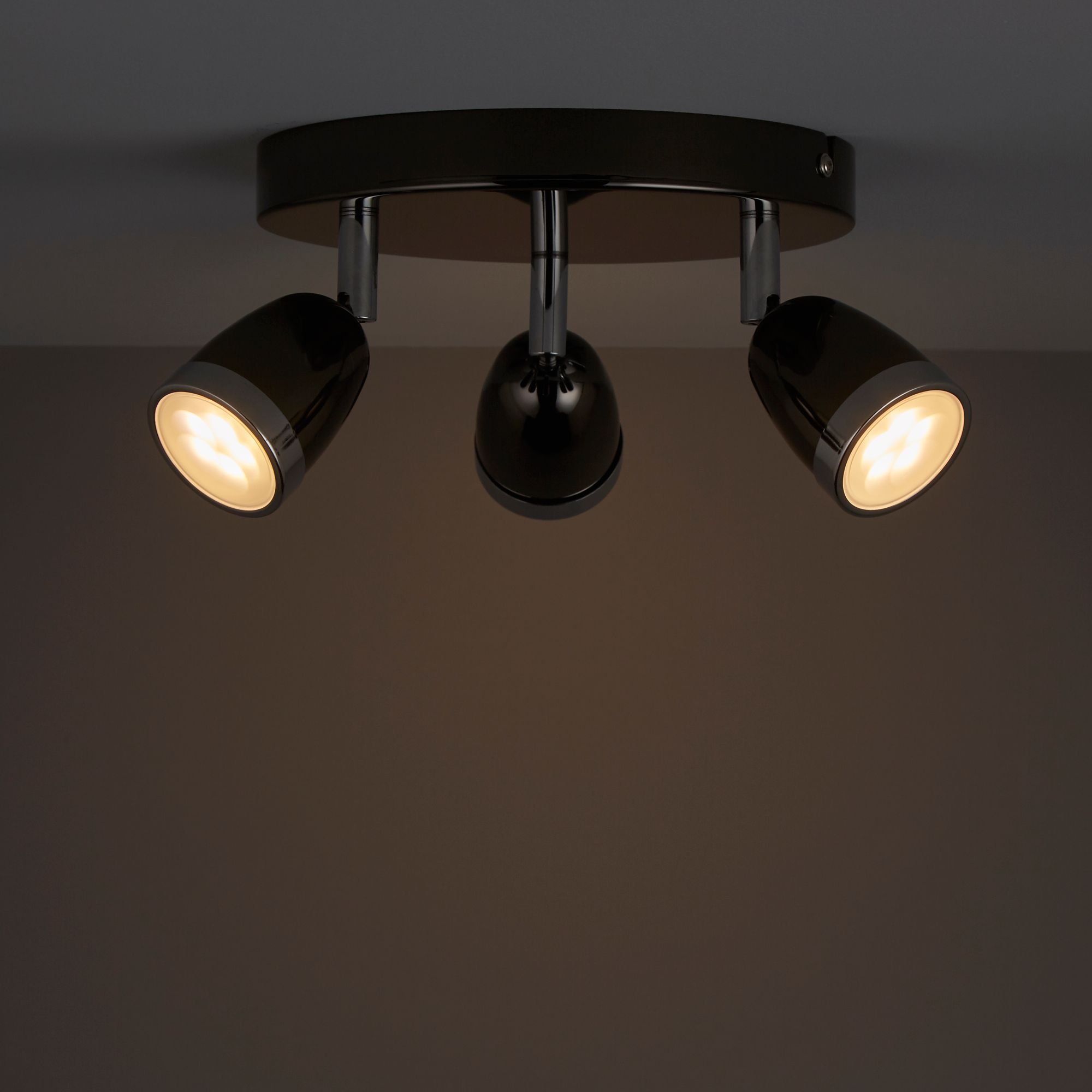 Apheliotes Gloss Black Chrome effect 3 Light Spotlight