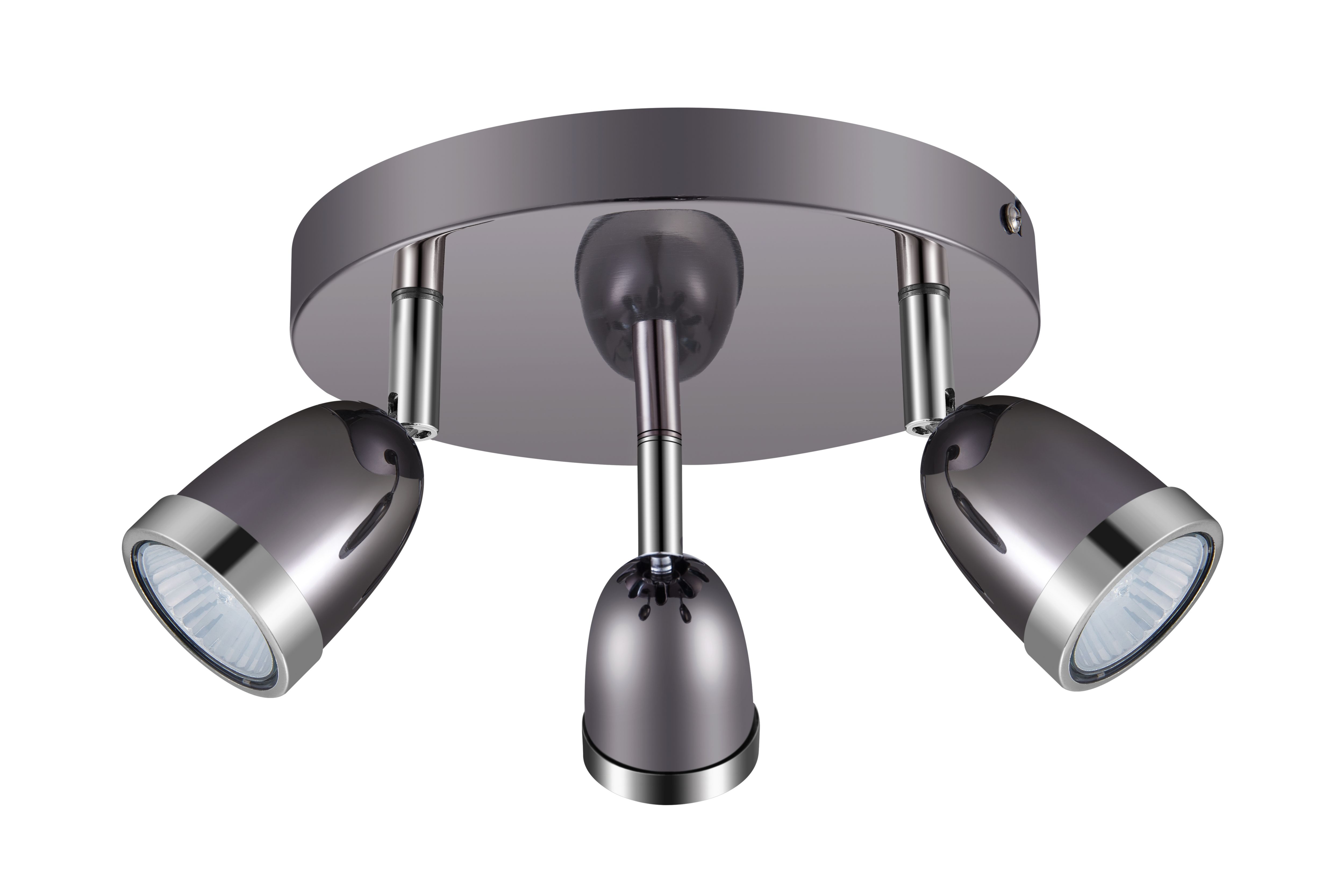 Apheliotes Plate Gun metal & chrome 3 Light Spotlight