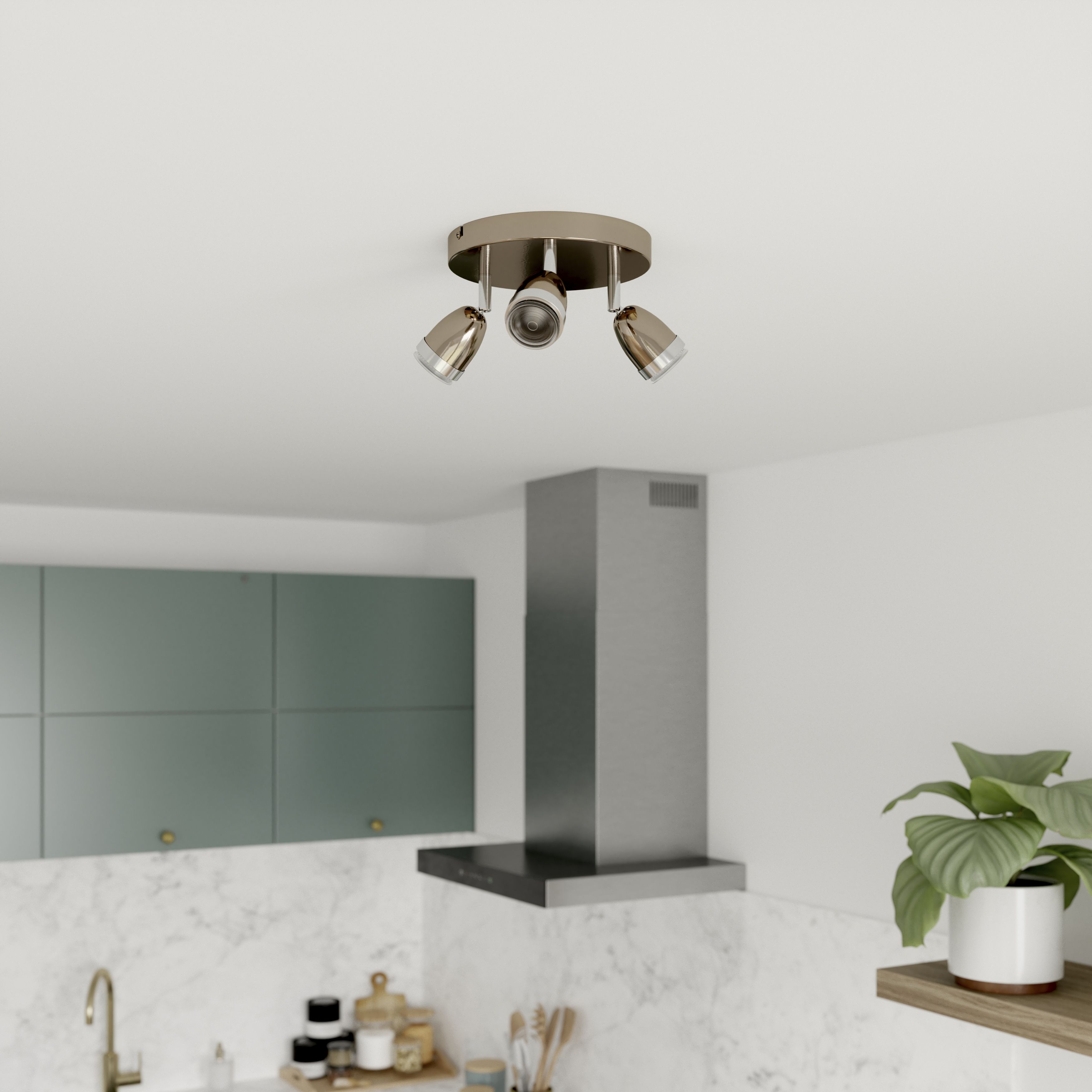 Apheliotes Plate Gun metal & chrome 3 Light Spotlight