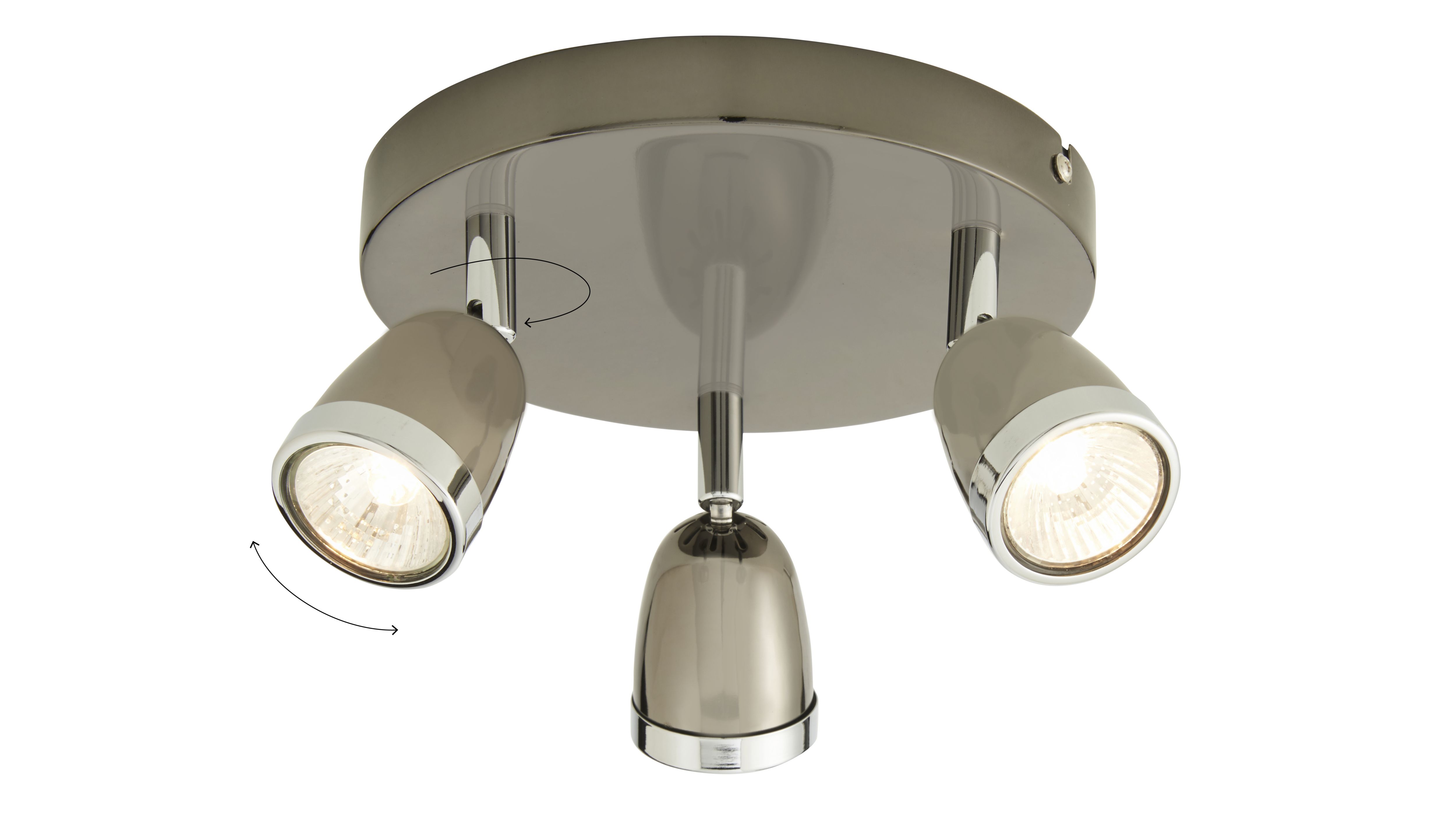 Apheliotes Plate Gun metal & chrome 3 Light Spotlight