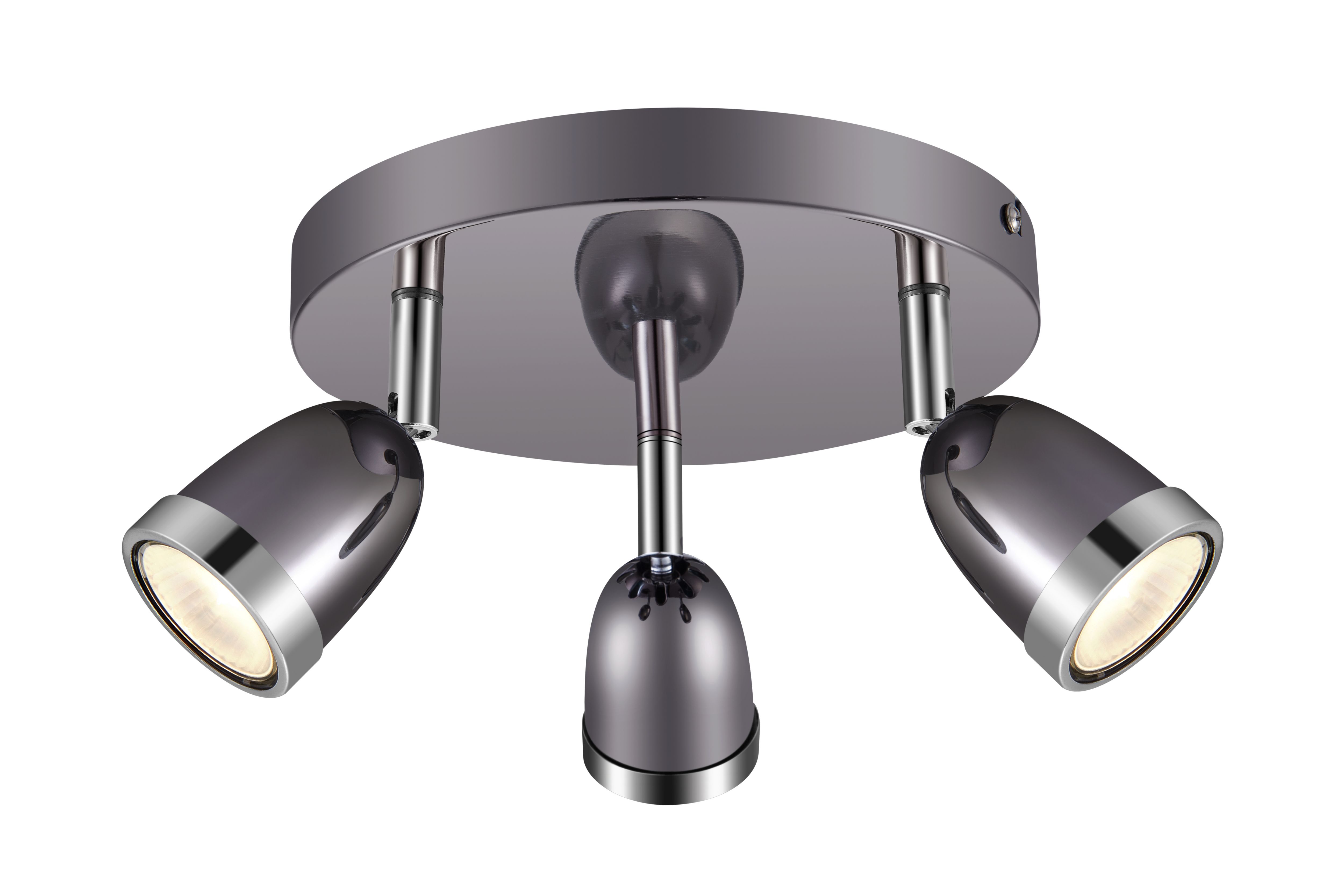 Apheliotes Plate Gun metal & chrome 3 Light Spotlight