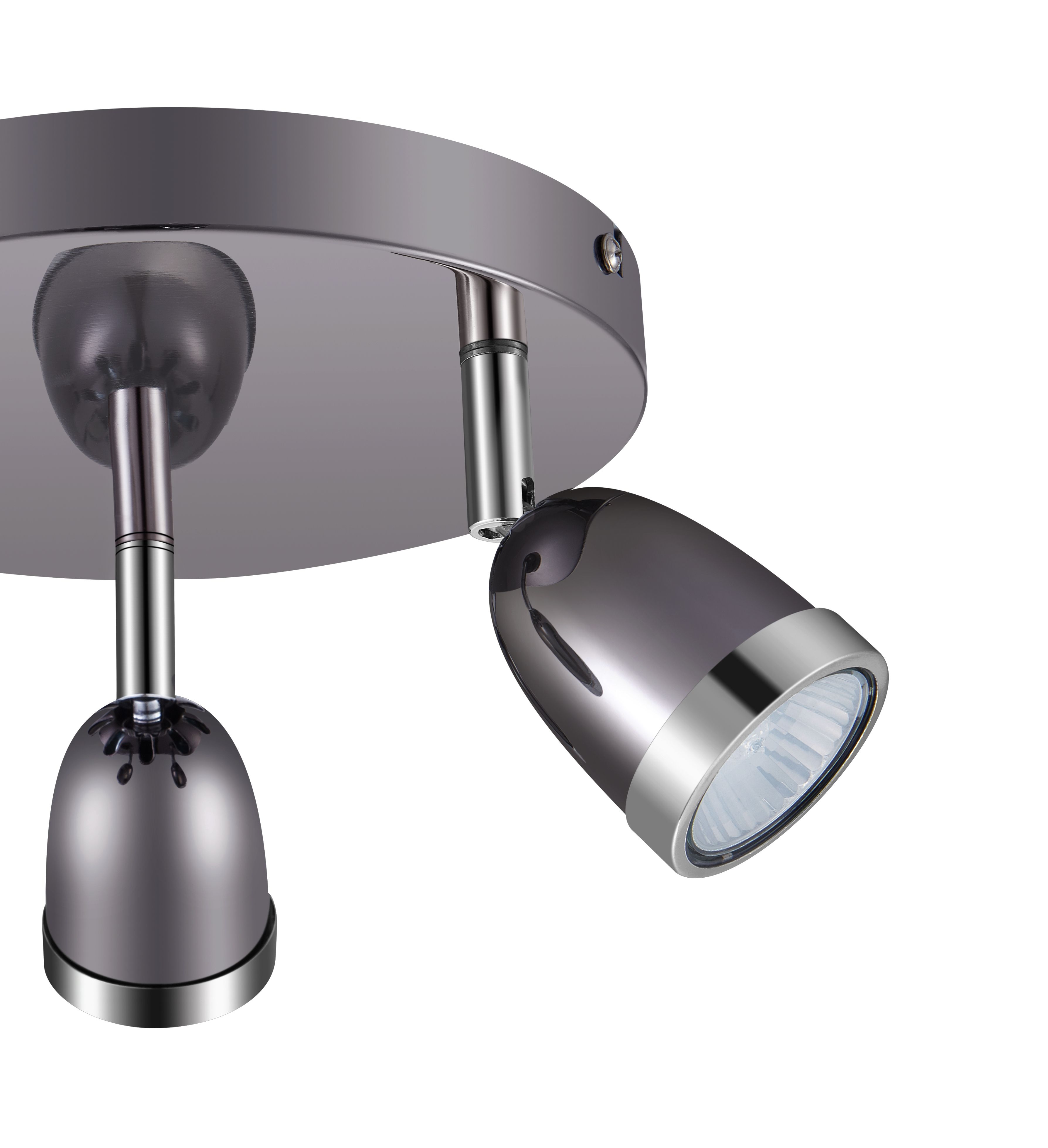 Apheliotes Plate Gun metal & chrome 3 Light Spotlight