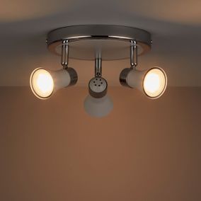 Aphroditus White Chrome effect Mains-powered 3 lamp Spotlight