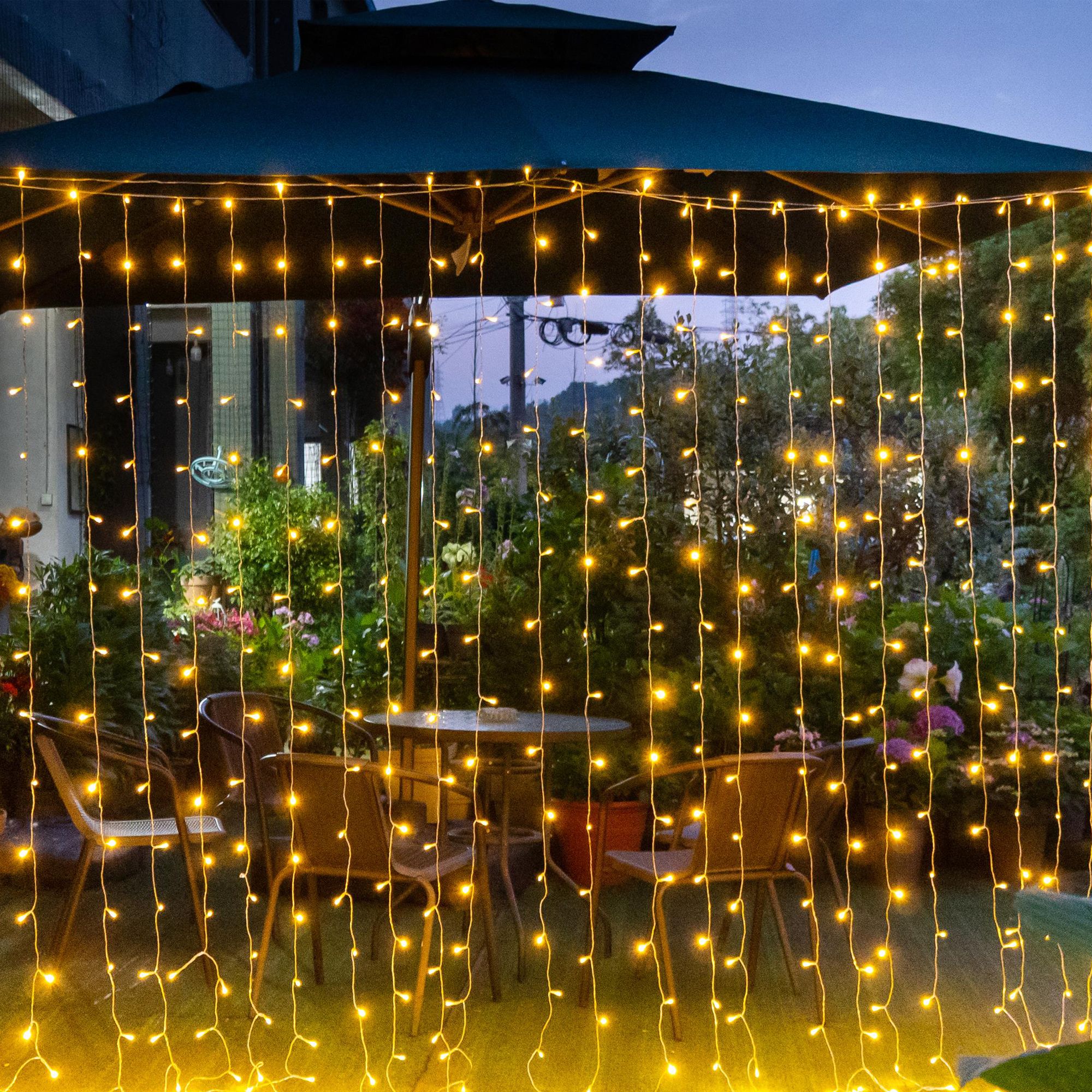 Appam Solar-powered Warm white 300 Integrated LED Outdoor String lights, (L) 6150mm