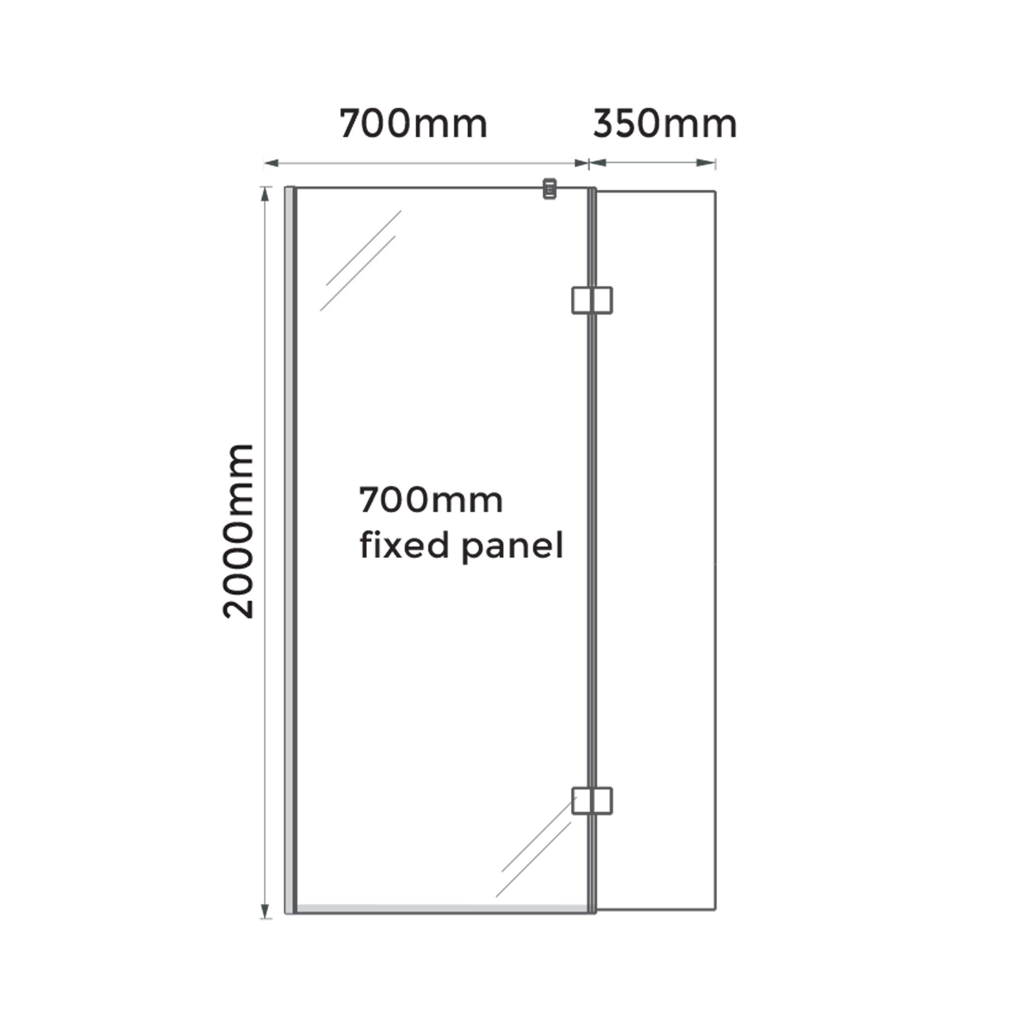 Aquadry Cassien Chrome Clear Plain Fixed Walk-in Front & pivot return panel (H)200cm (W)70cm