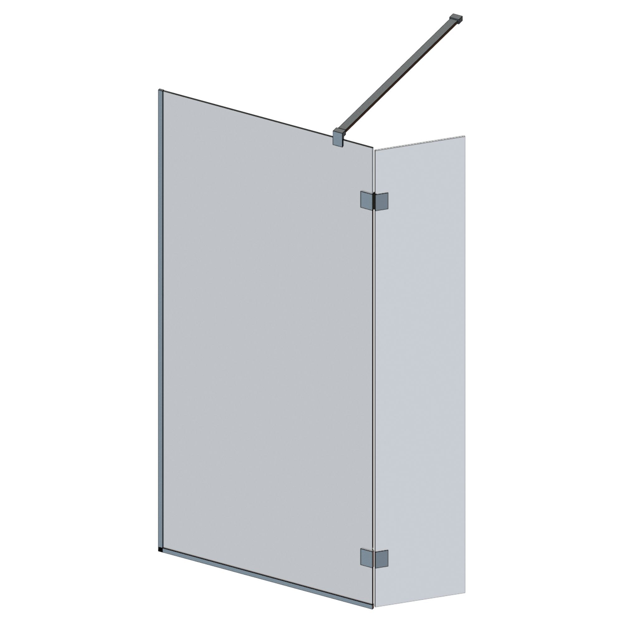 Aquadry Cassien Chrome Clear Plain Fixed Walk-in Front & pivot return panel (H)200cm (W)90cm