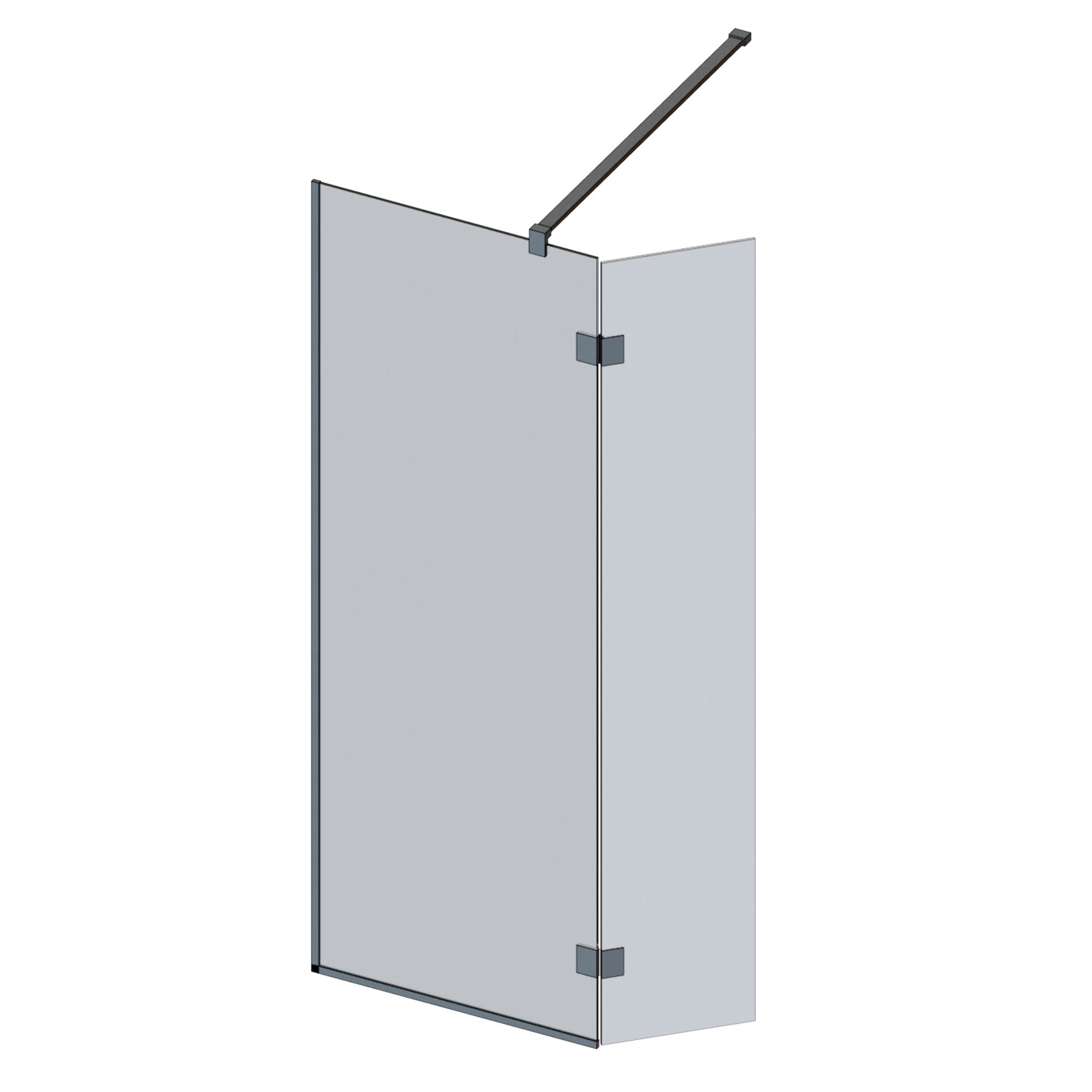 Aquadry Cassien Matt Black Clear Plain Fixed Walk-in Front & pivot return panel (H)200cm (W)70cm