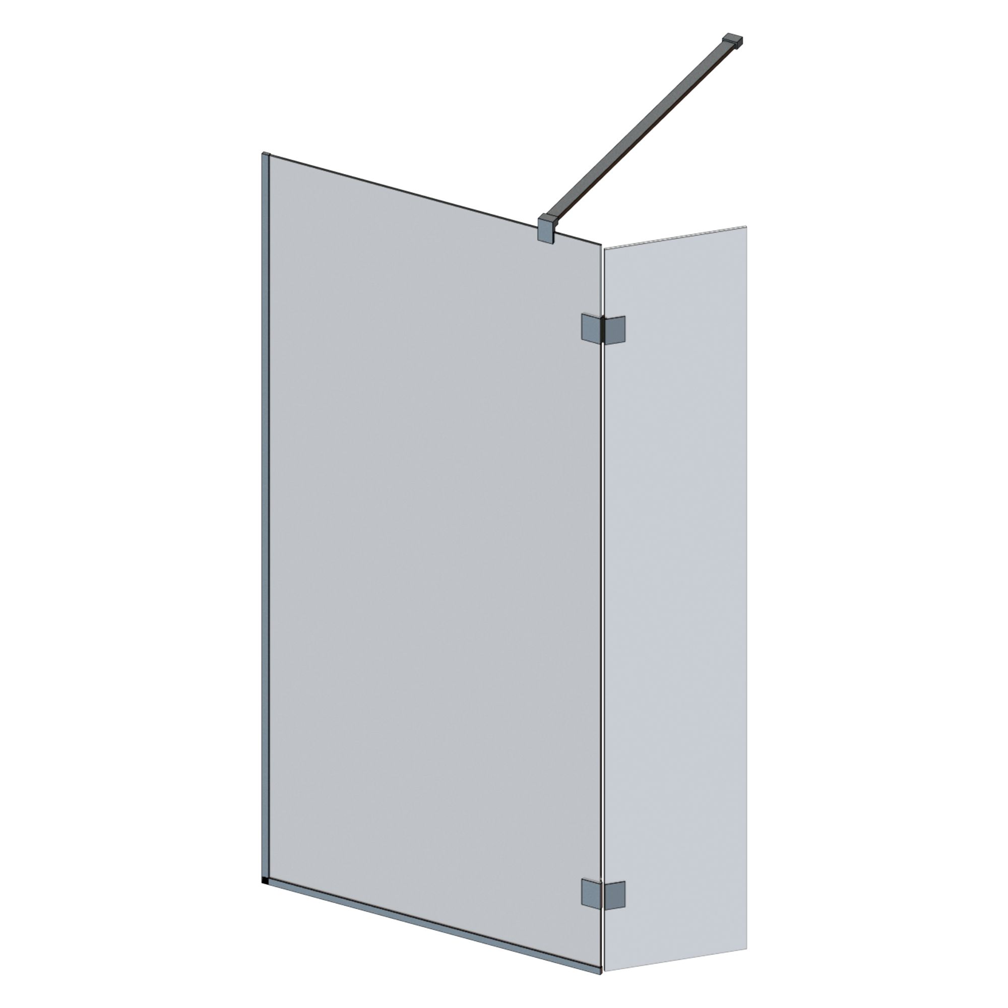 Aquadry Cassien Matt Black Clear Plain Fixed Walk-in Front & pivot return panel (H)200cm (W)90cm
