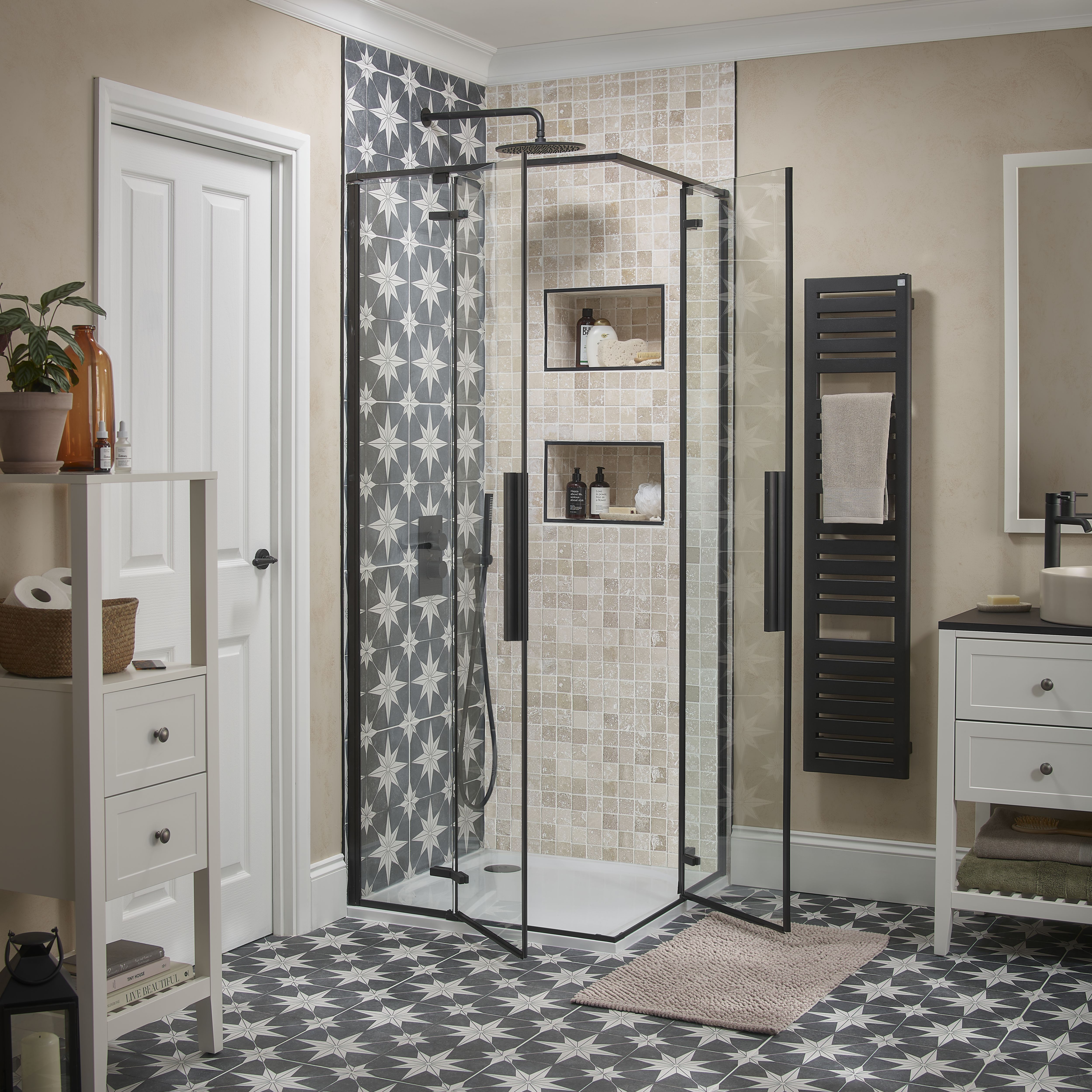 Aquadry Oria Black Matt Single-spray pattern Shower head - 5