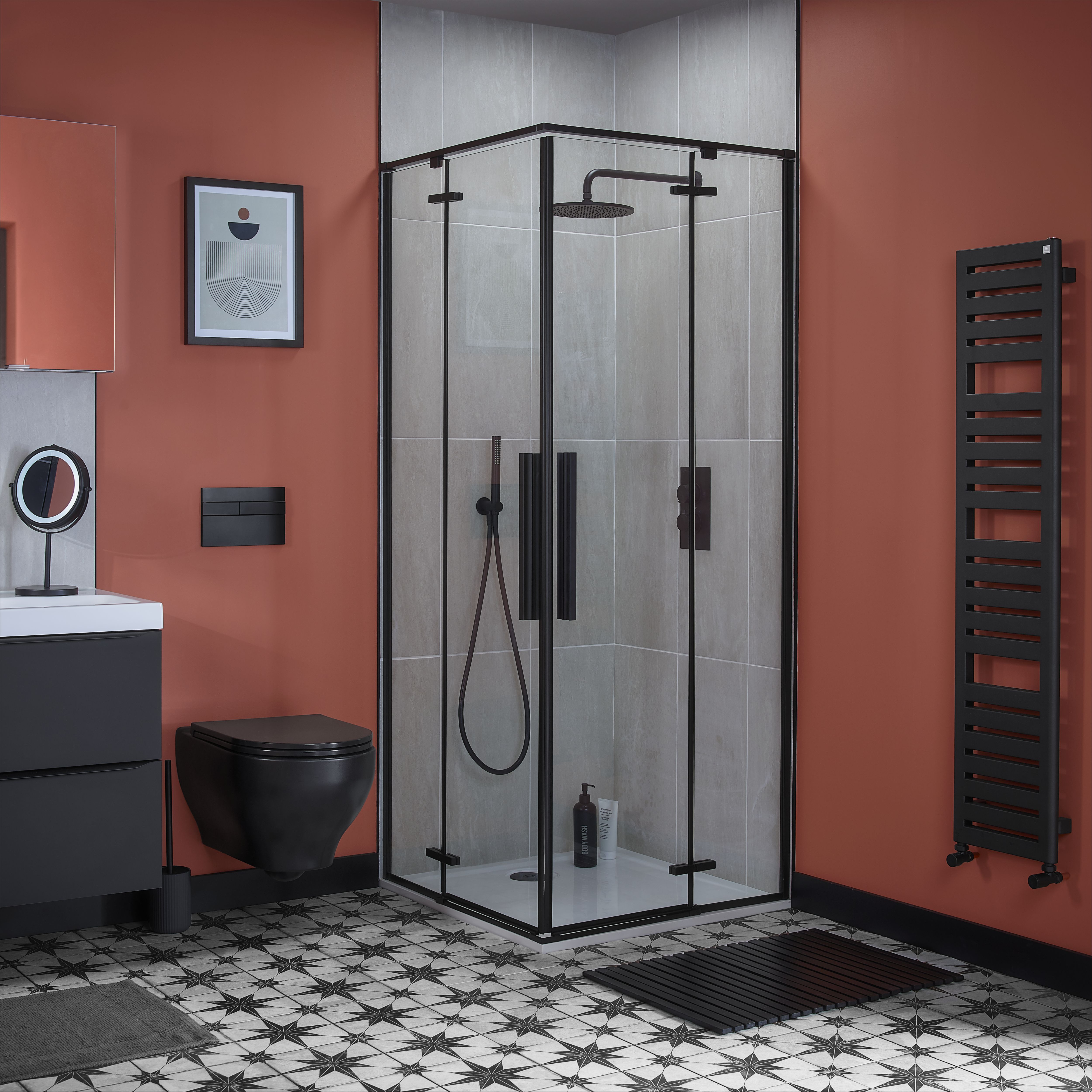 Aquadry Oria Black Matt Single-spray pattern Shower head - 10