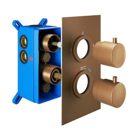 Aquadry Oria Bronze effect 1 outlet Wall Diverter Shower mixer