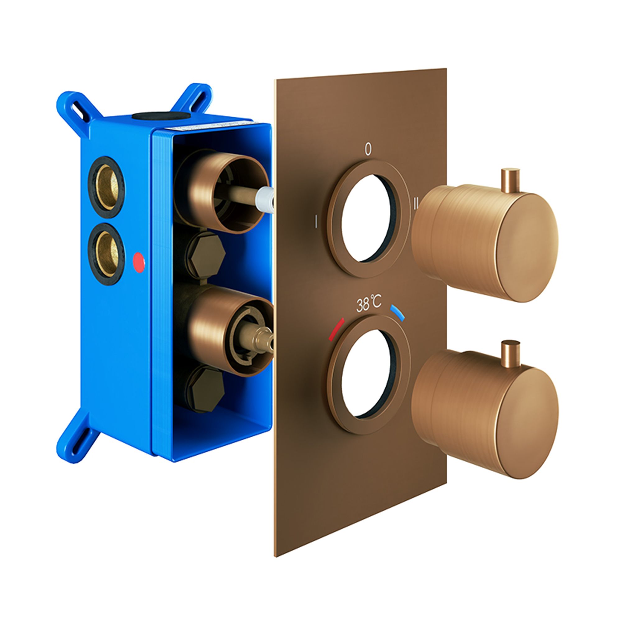 Aquadry Oria Bronze effect 2 outlet Wall Diverter Shower mixer