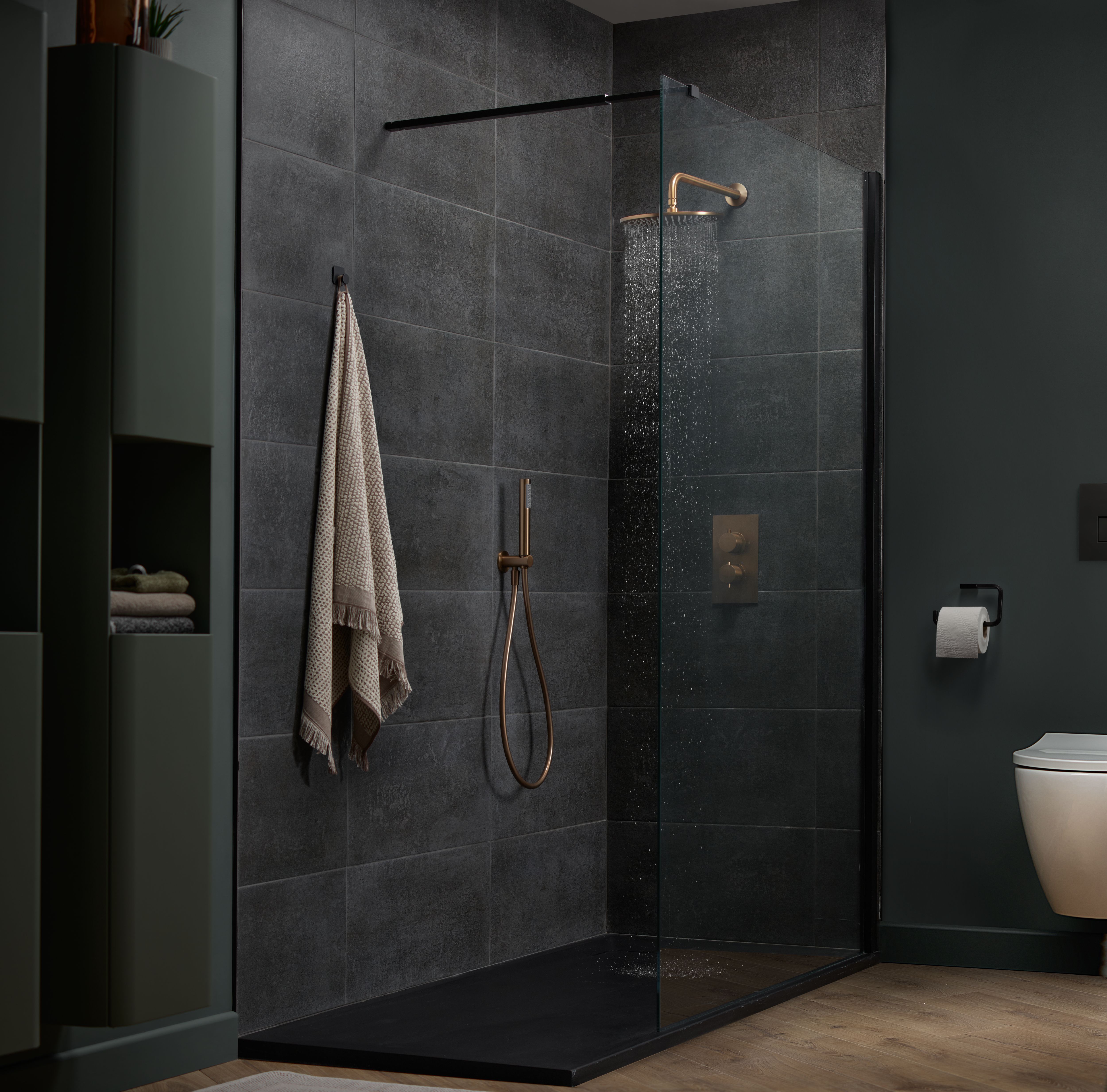 Aquadry Oria Bronze effect Shower head, 213mm