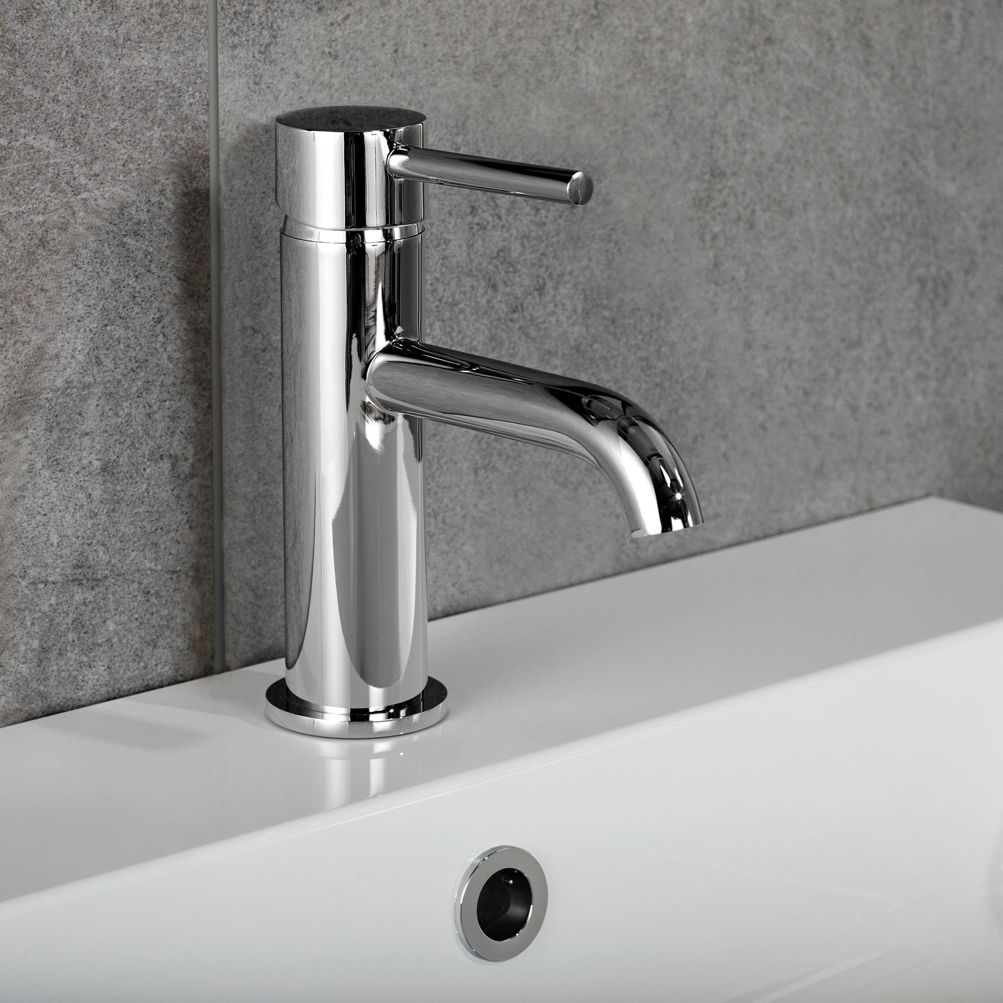 Aquadry Oria Small tall Gloss Chrome effect Thermostatic Sink Mono mixer Tap