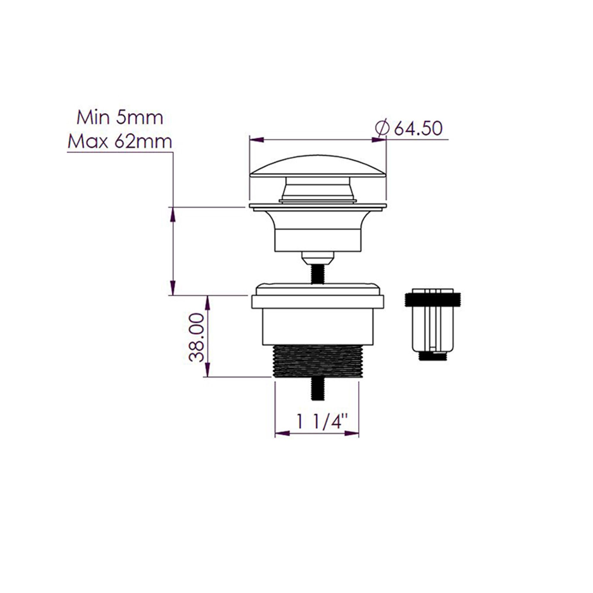 Aquadry Oria Standard Matt Black Round Sink Tap