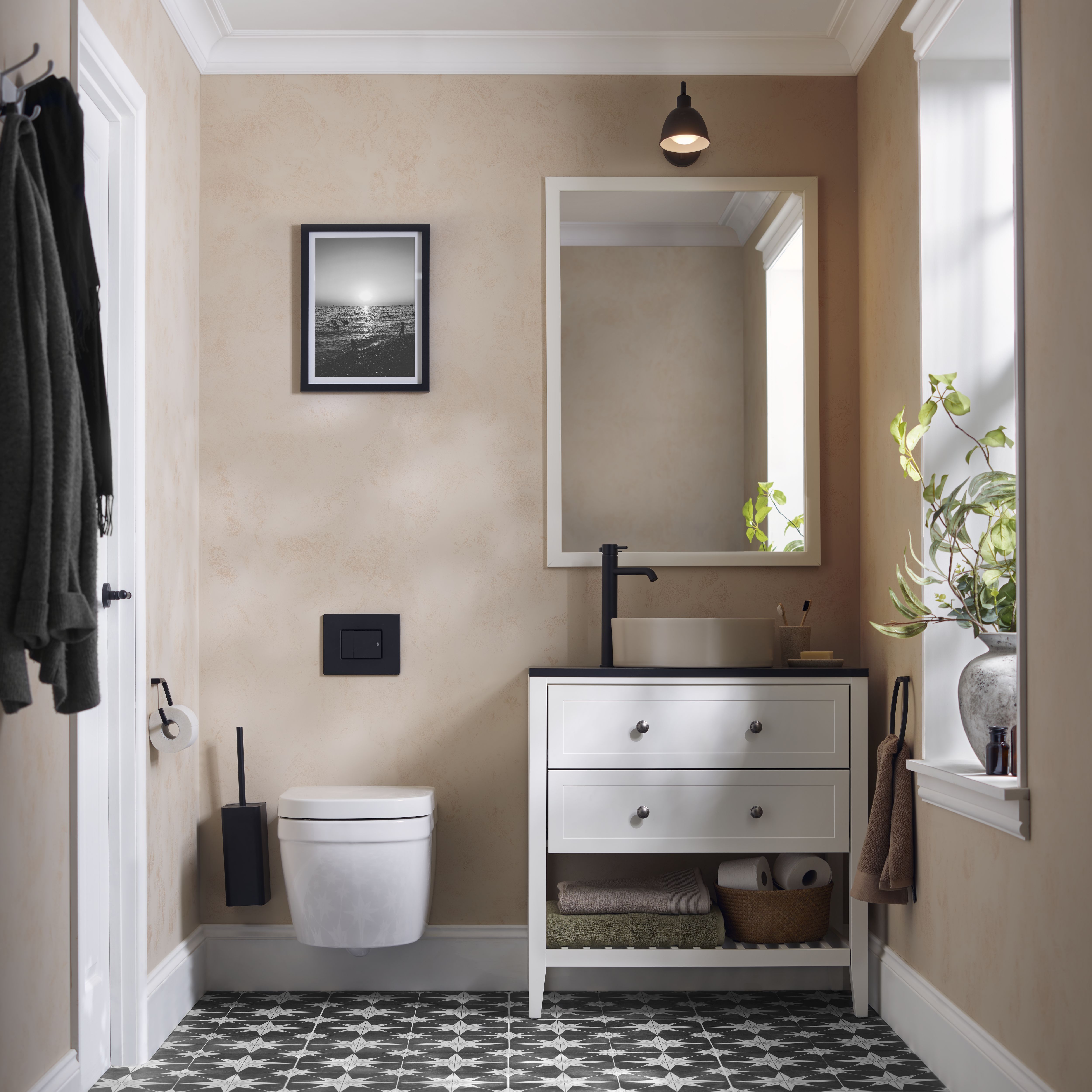 Aquadry Oria Tall Matt Black Round Deck-mounted Sink or worktop Tap - 16