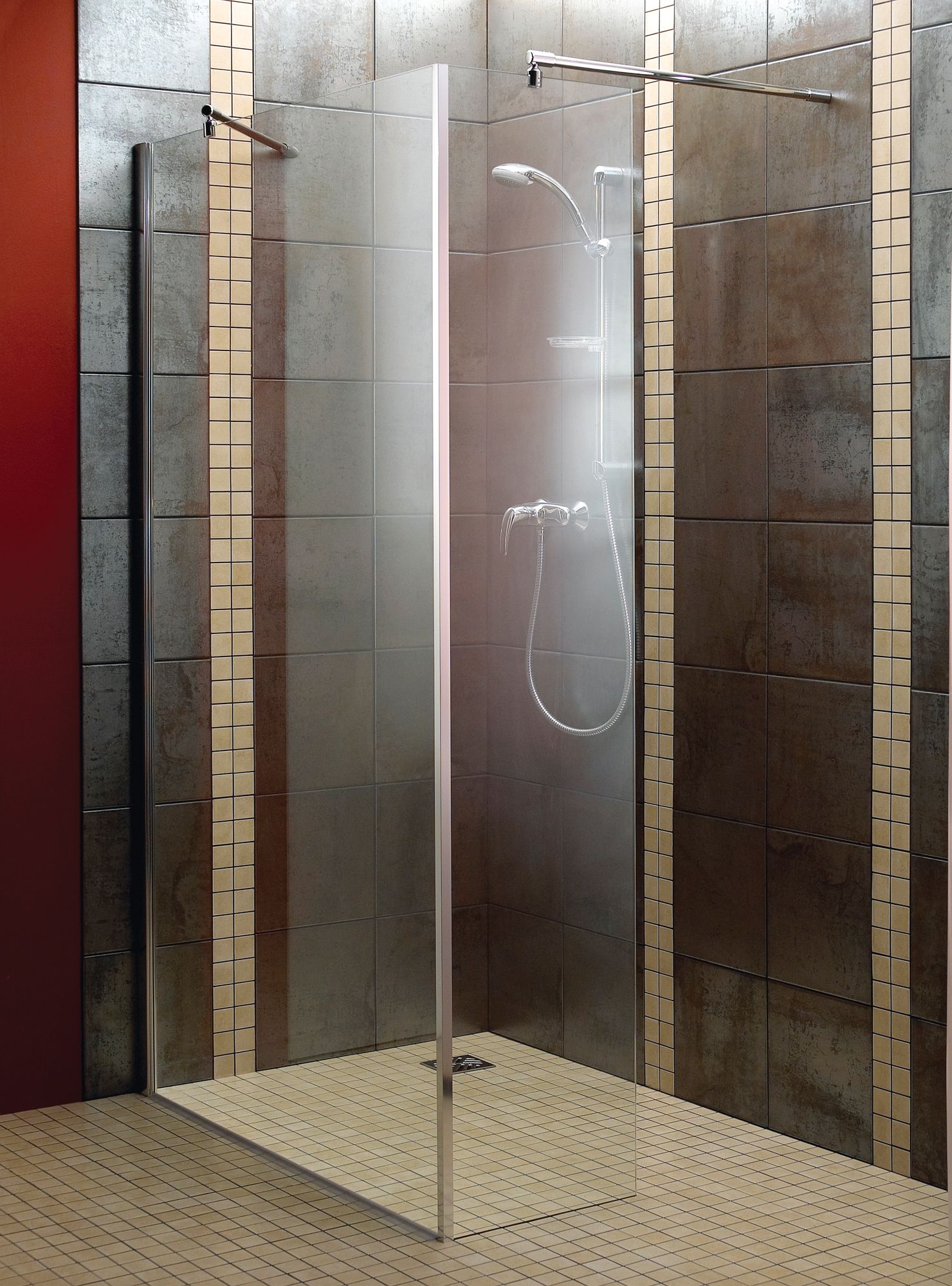 Aquadry Silver Effect Clear Minimal Frame Wet Room Glass Screen H