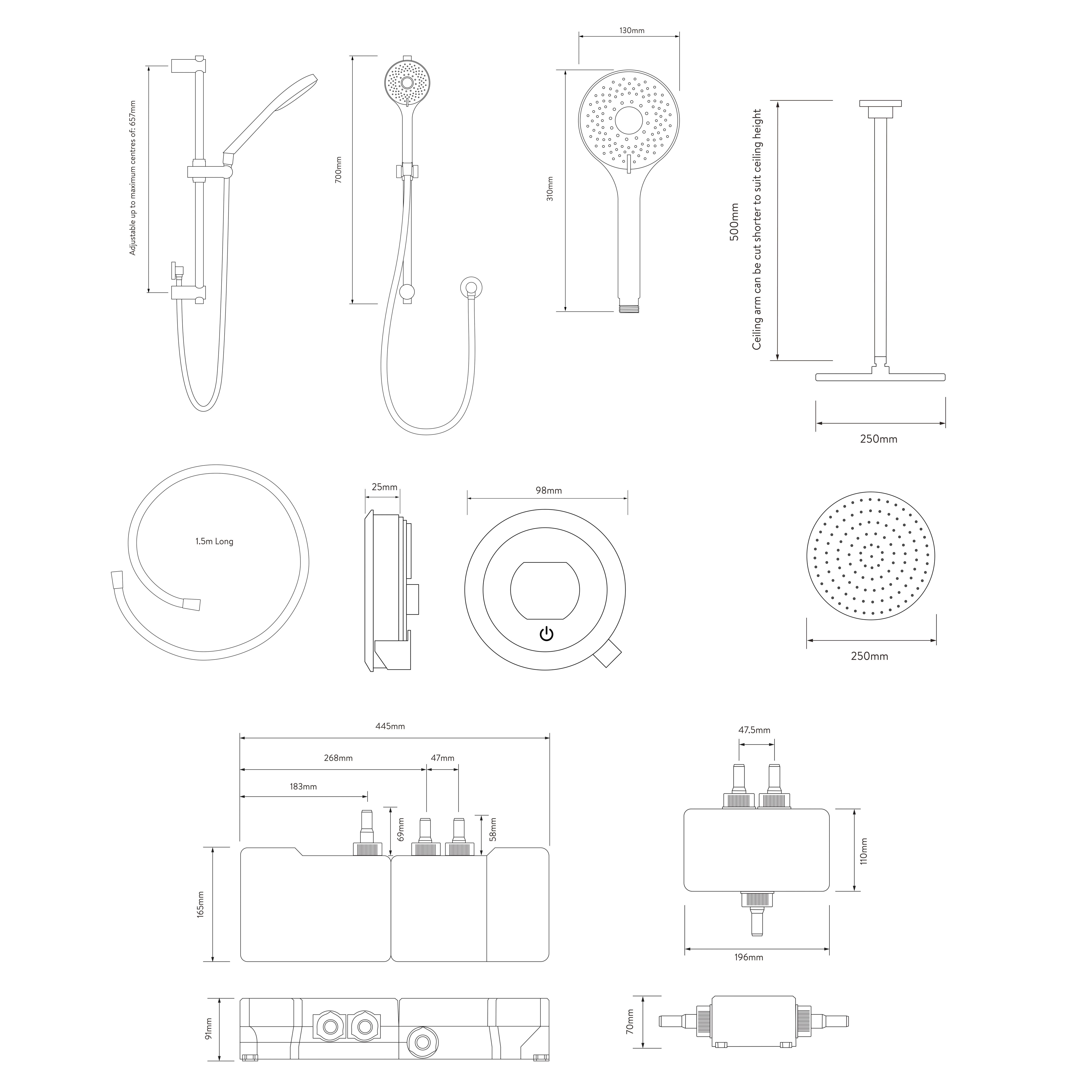 Aqualisa Optic Q Concealed valve Gravity-pumped Wall fed Smart Digital mixer 3-spray pattern Shower & Ceiling-fixed head