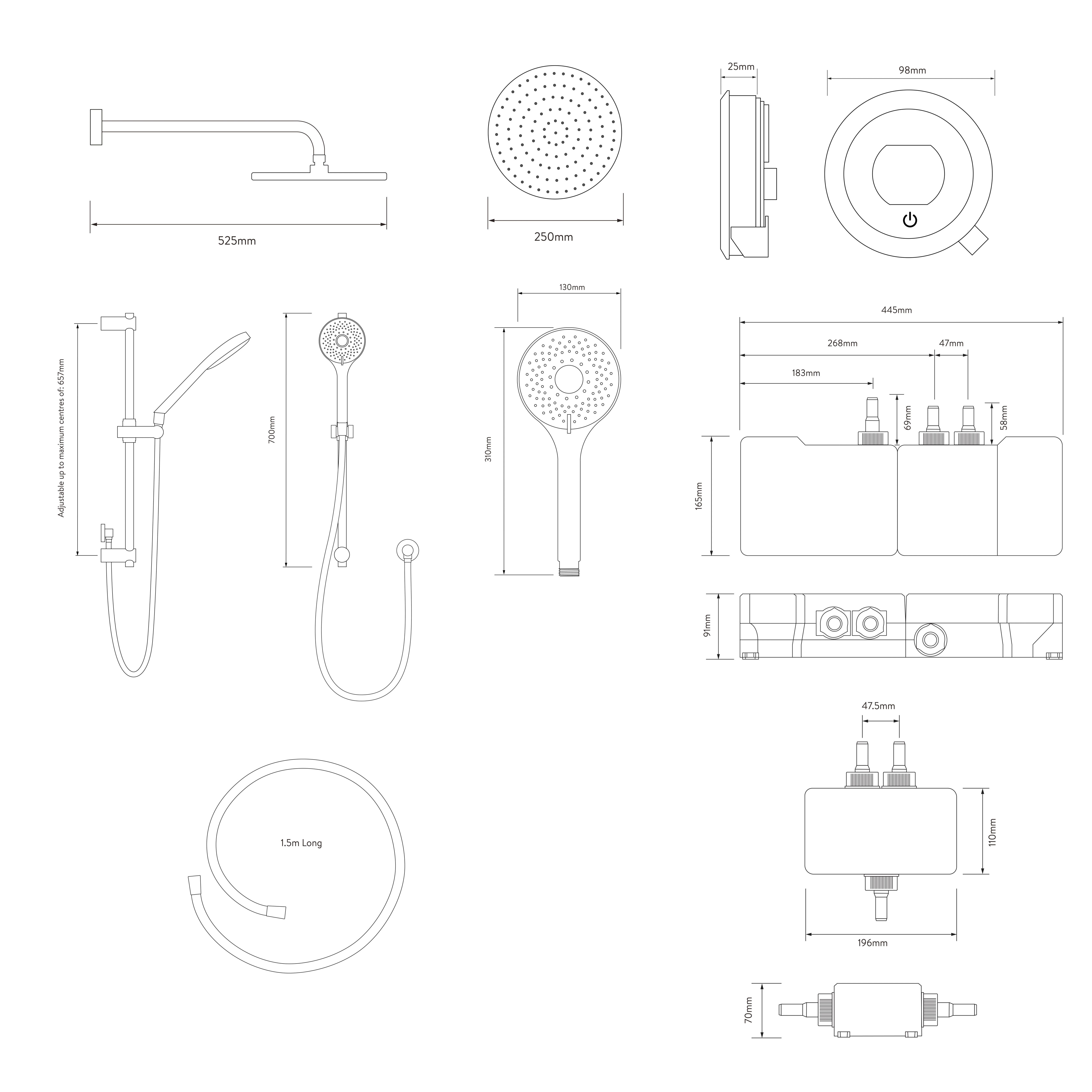 Aqualisa Optic Q Concealed valve Gravity-pumped Wall fed Smart Digital mixer 3-spray pattern Shower Fixed head
