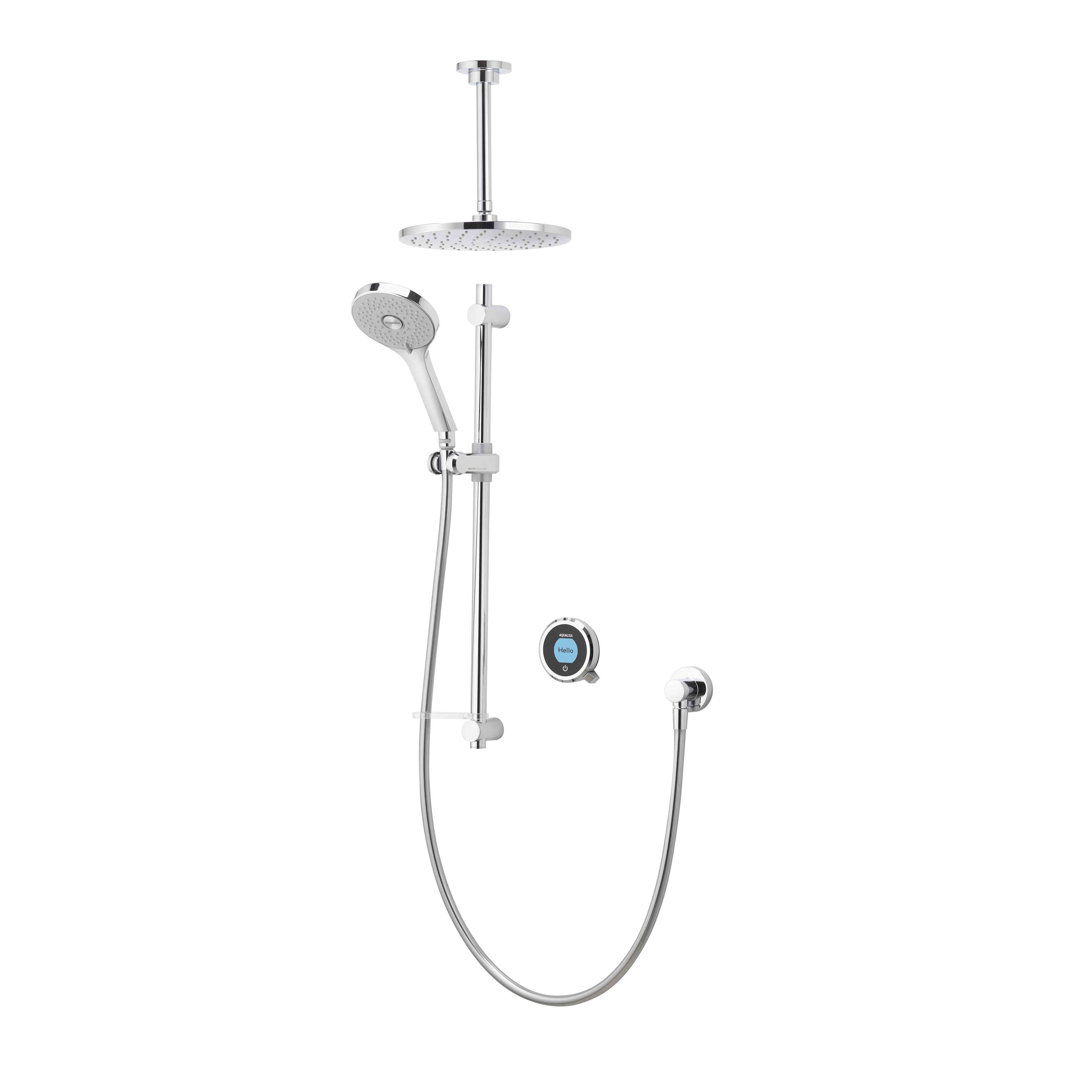 Aqualisa Optic Q Concealed valve Gravity-pumped Wall fed Smart Digital mixer Shower with & Ceiling-fixed head