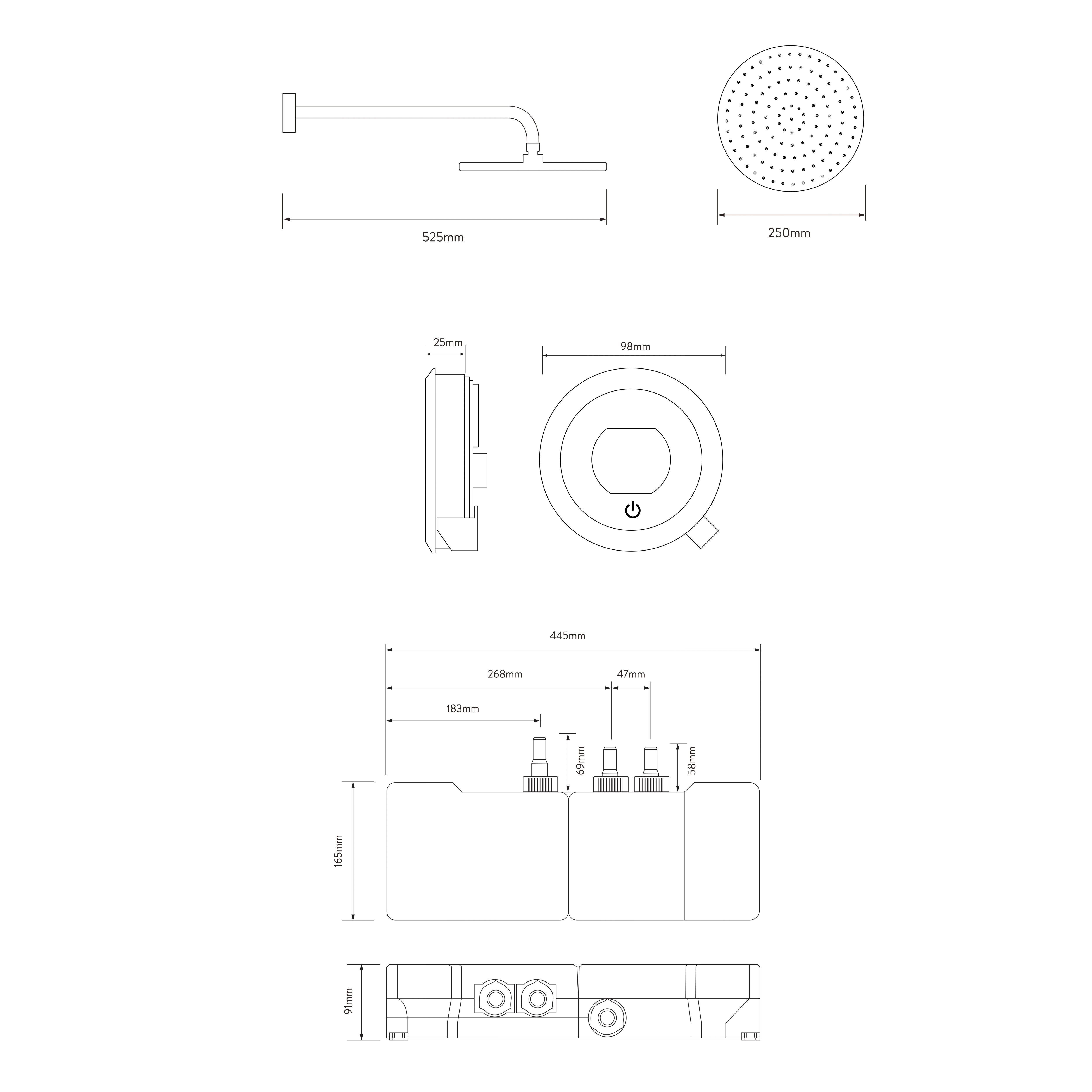 Aqualisa Optic Q Concealed valve Gravity-pumped Wall fed Smart Digital mixer Single-spray pattern Shower with Fixed head