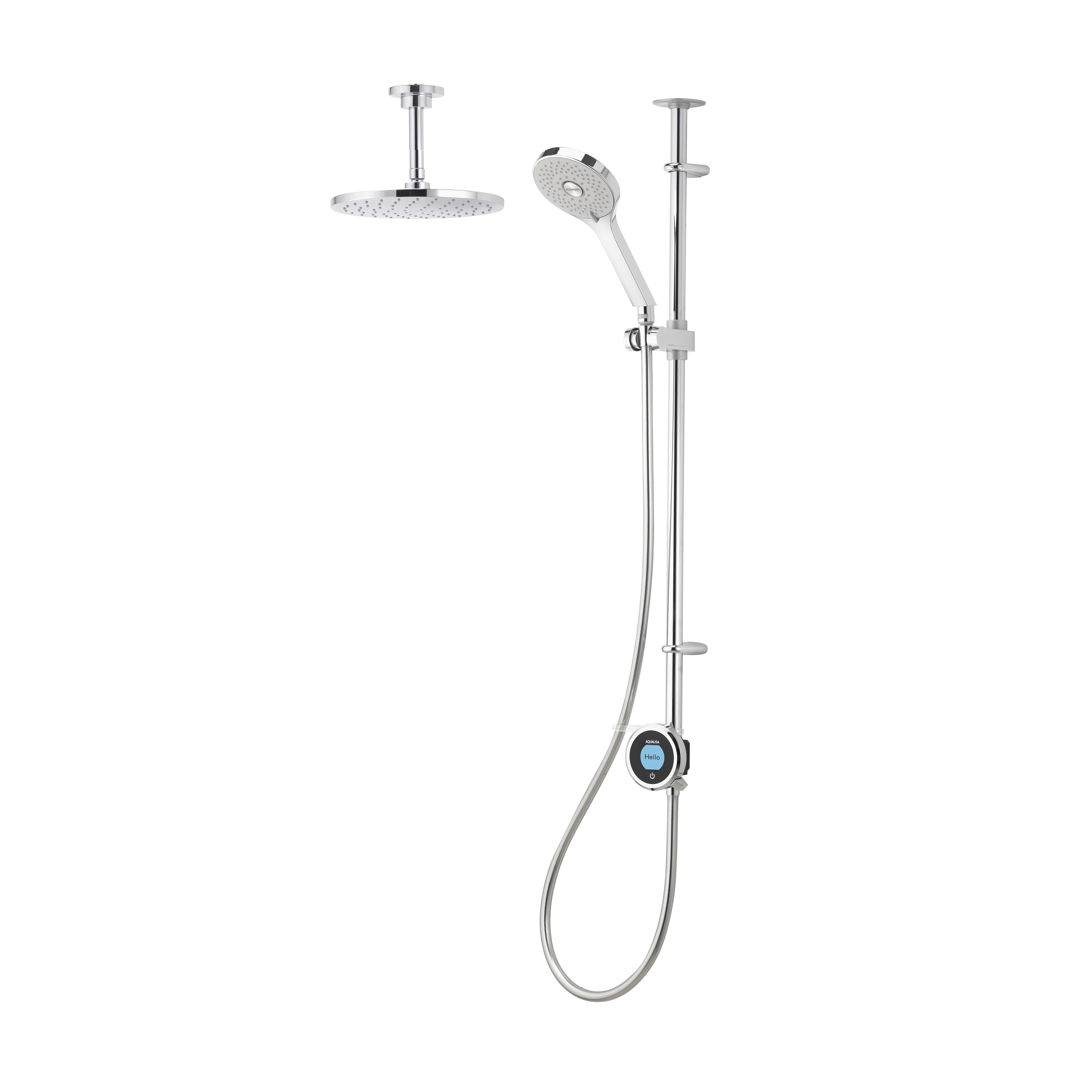 Aqualisa Optic Q Exposed valve Gravity-pumped Smart Digital mixer Shower with Adjustable & Ceiling-fixed head