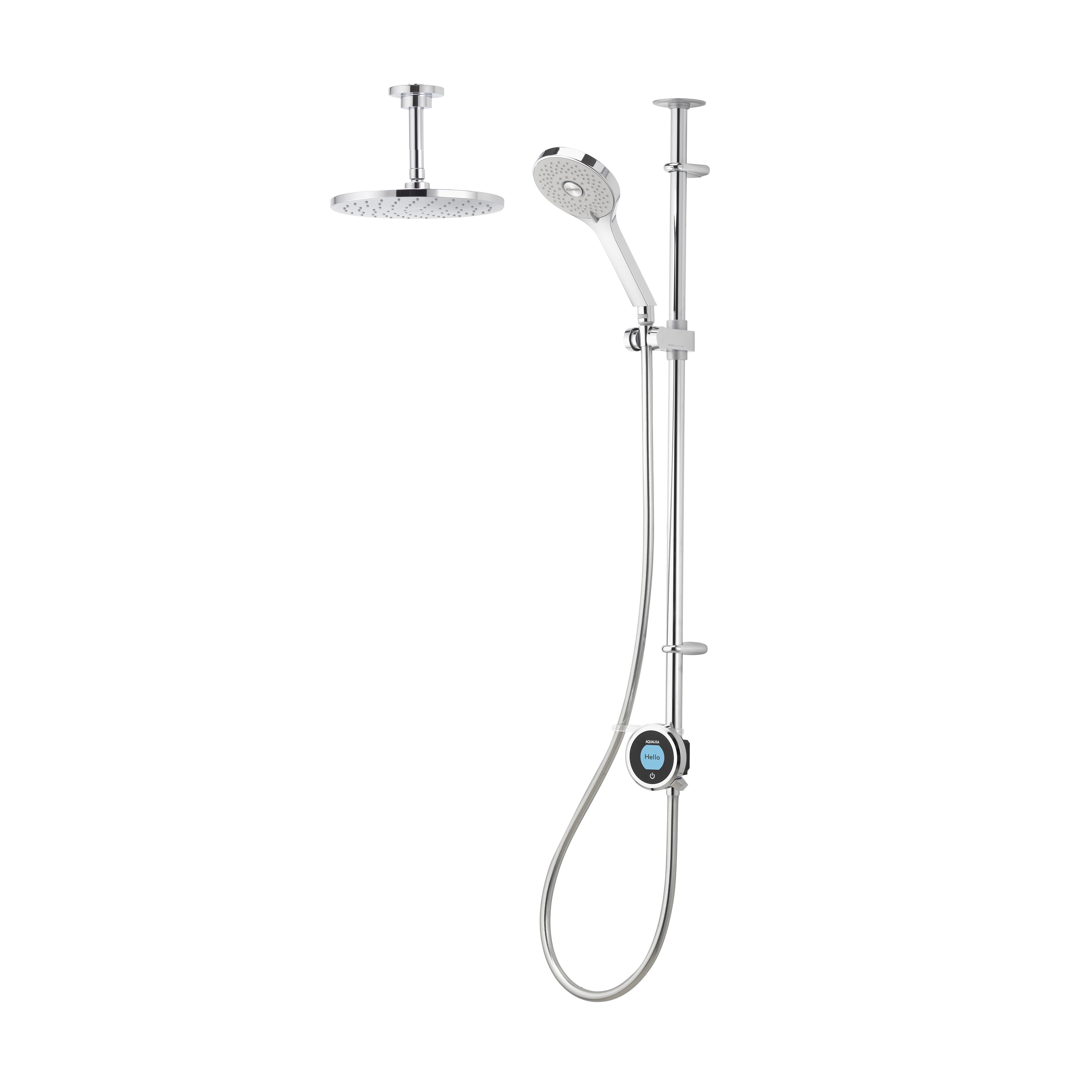 Aqualisa Optic Q Exposed valve HP/Combi Ceiling fed Smart Digital mixer 3-spray pattern Shower Adjustable & Fixed shower head